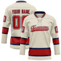 Personalized Cream & Red Solid Colour Hockey Jersey