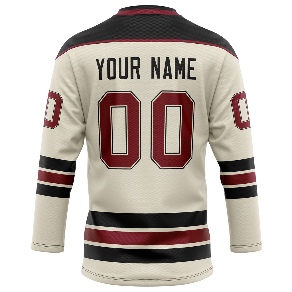 Personalized Cream & Black Solid Colour Hockey Jersey