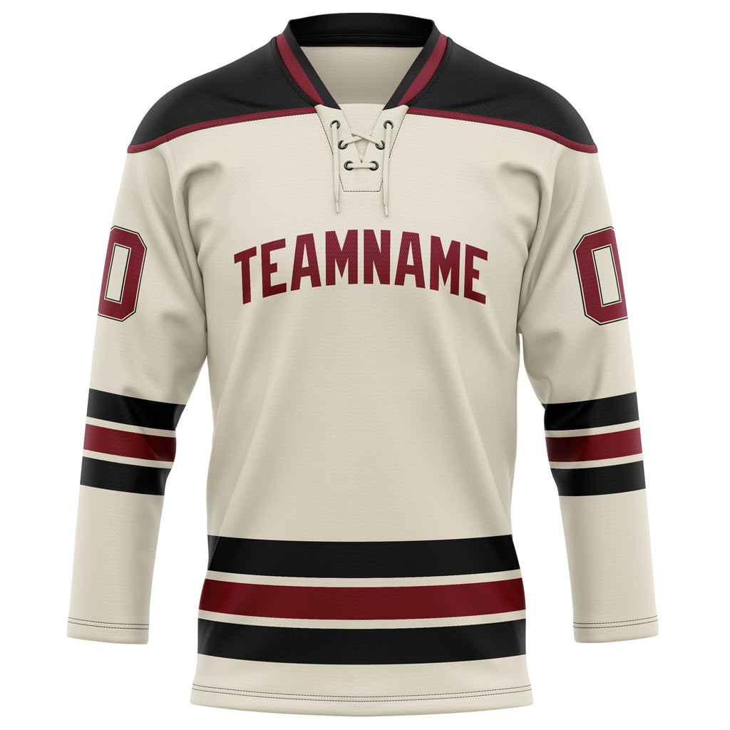 Personalized Cream & Black Solid Colour Hockey Jersey