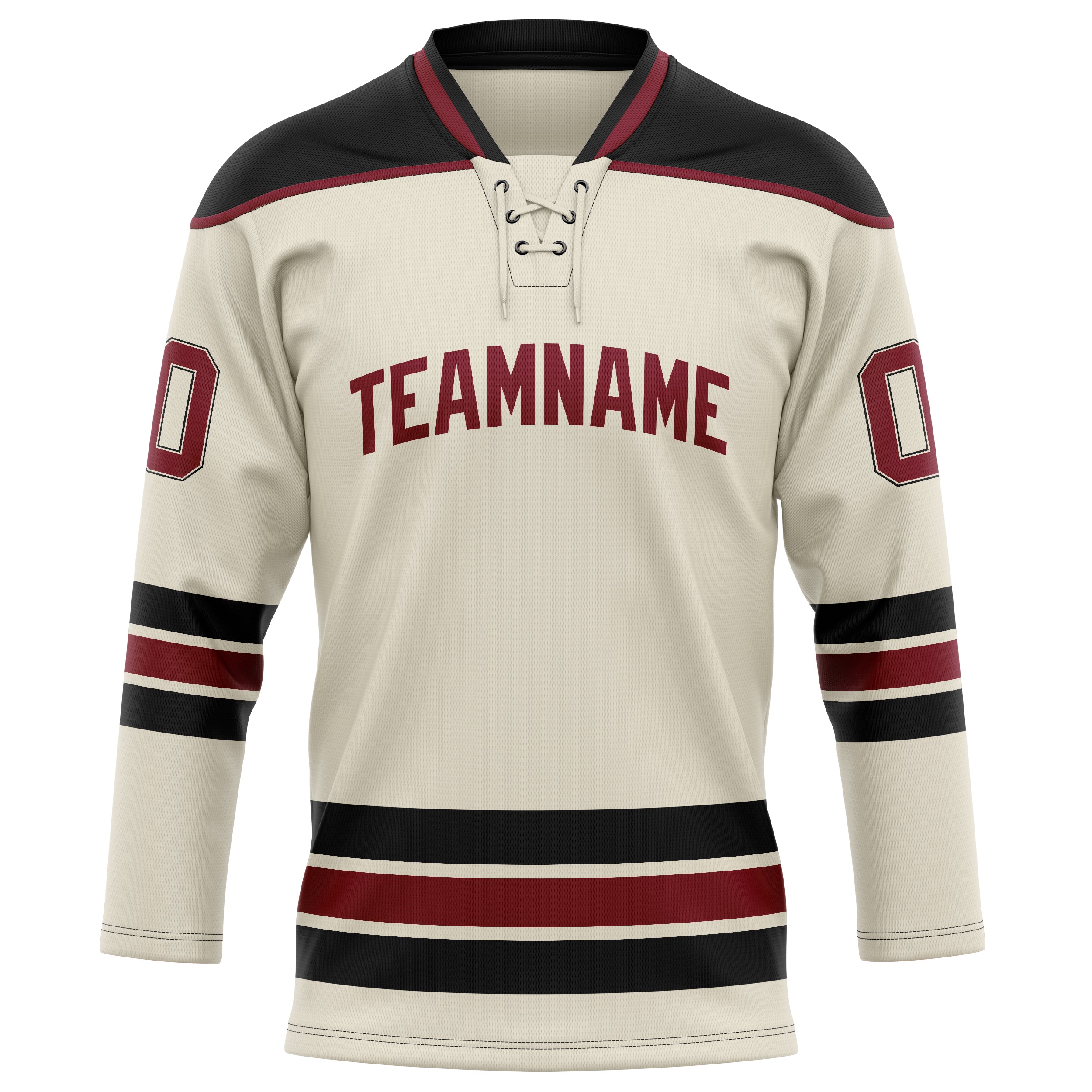 Personalized Cream & Black Solid Colour Hockey Jersey