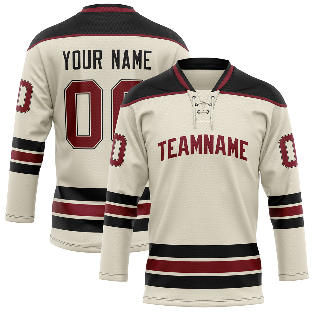 Personalized Cream & Black Solid Colour Hockey Jersey