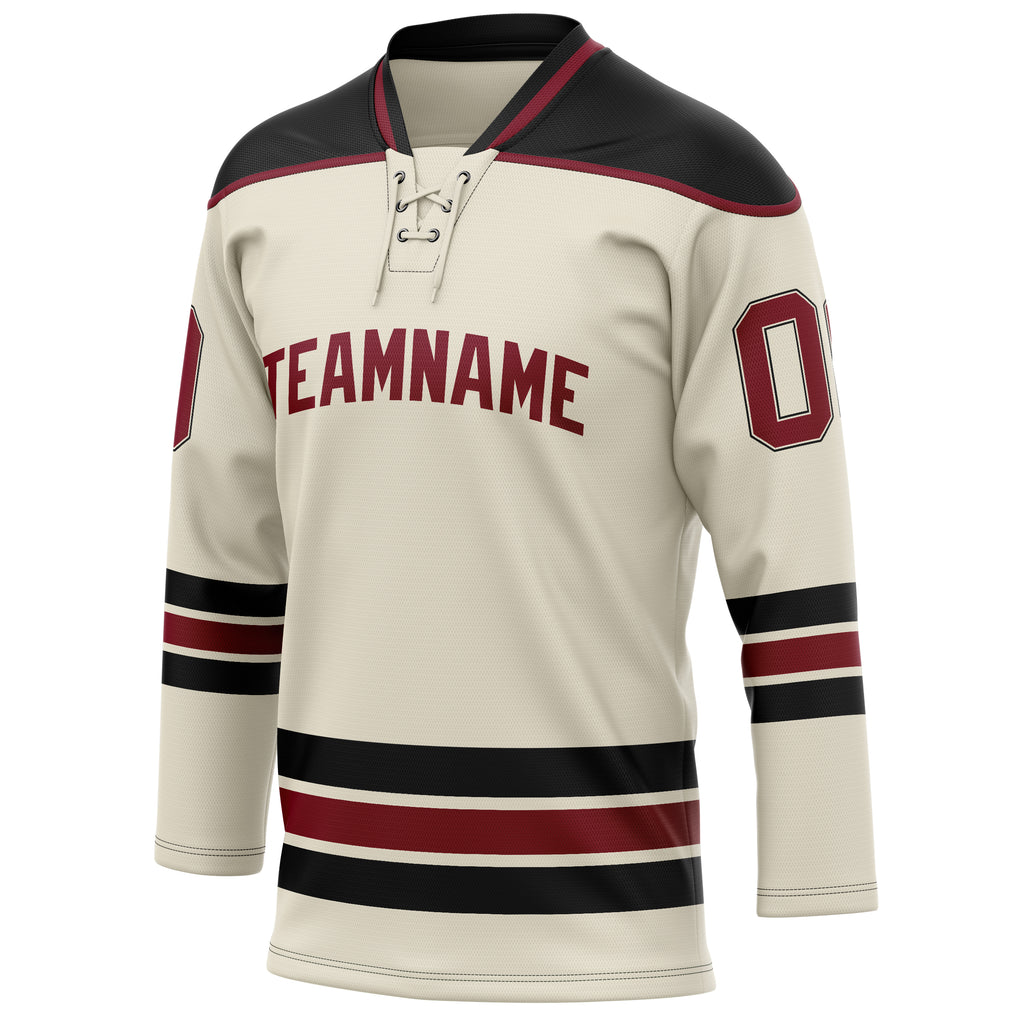 Personalized Cream & Black Solid Colour Hockey Jersey