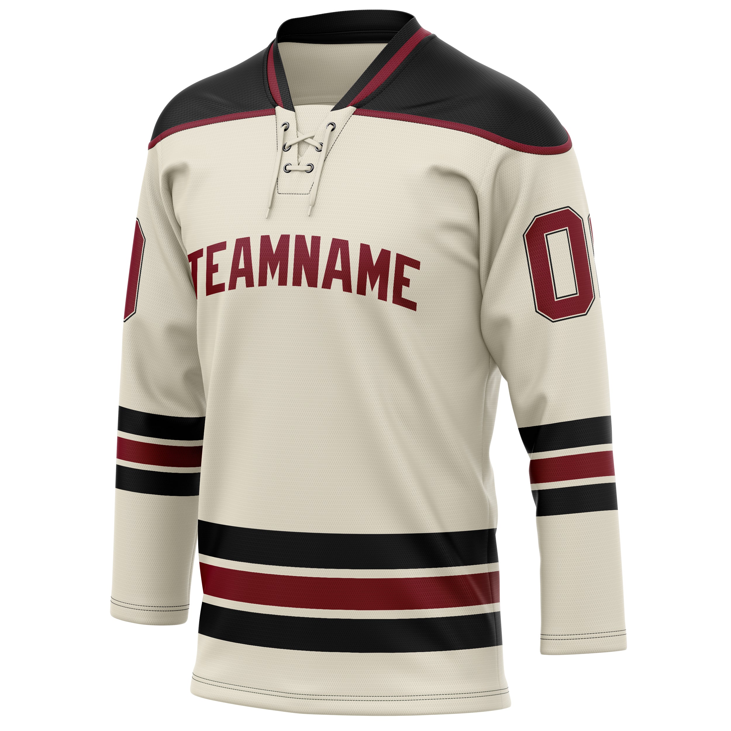 Personalized Cream & Black Solid Colour Hockey Jersey
