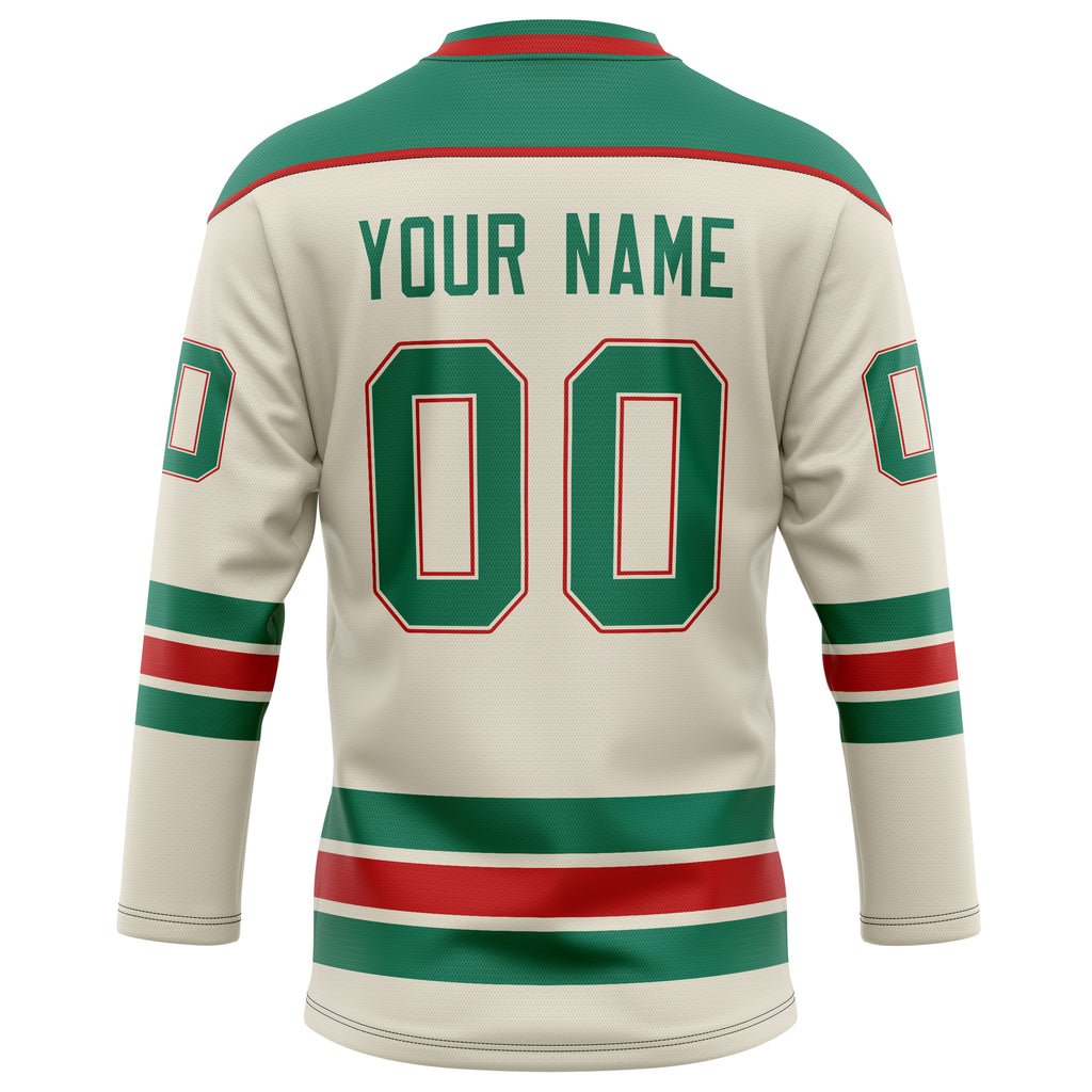 Personalized Cream & Kelly Green Solid Colour Hockey Jersey