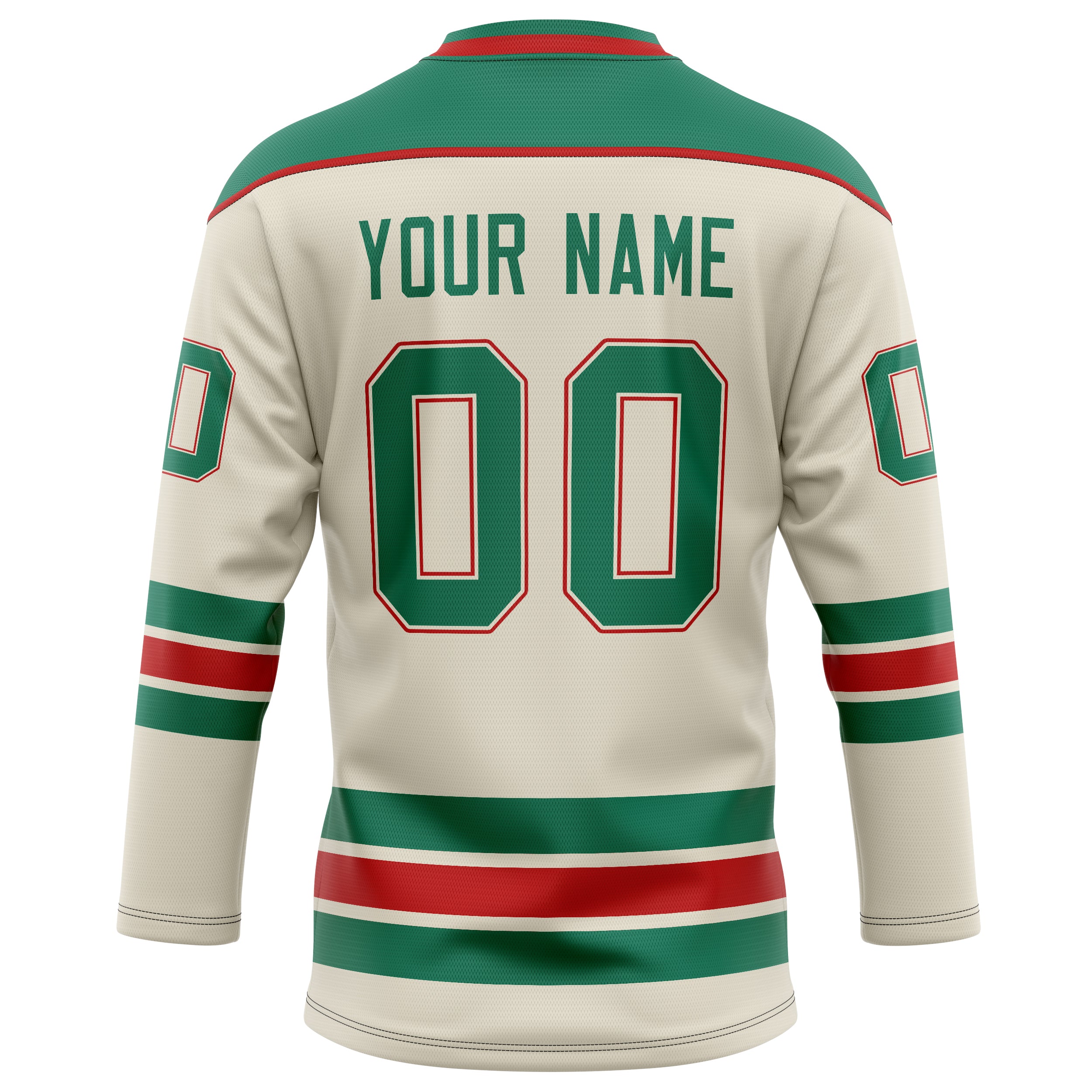 Personalized Cream & Kelly Green Solid Colour Hockey Jersey