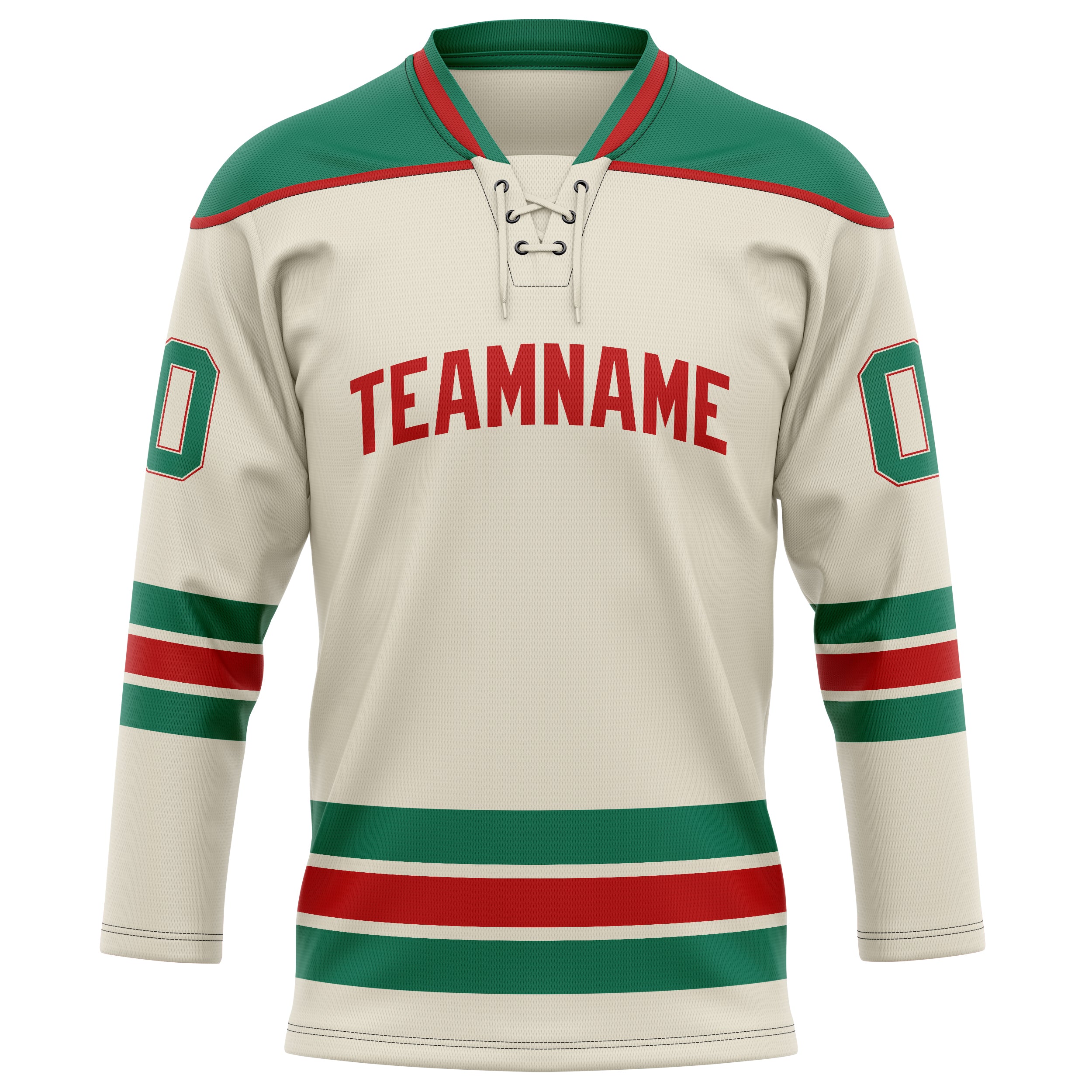 Personalized Cream & Kelly Green Solid Colour Hockey Jersey