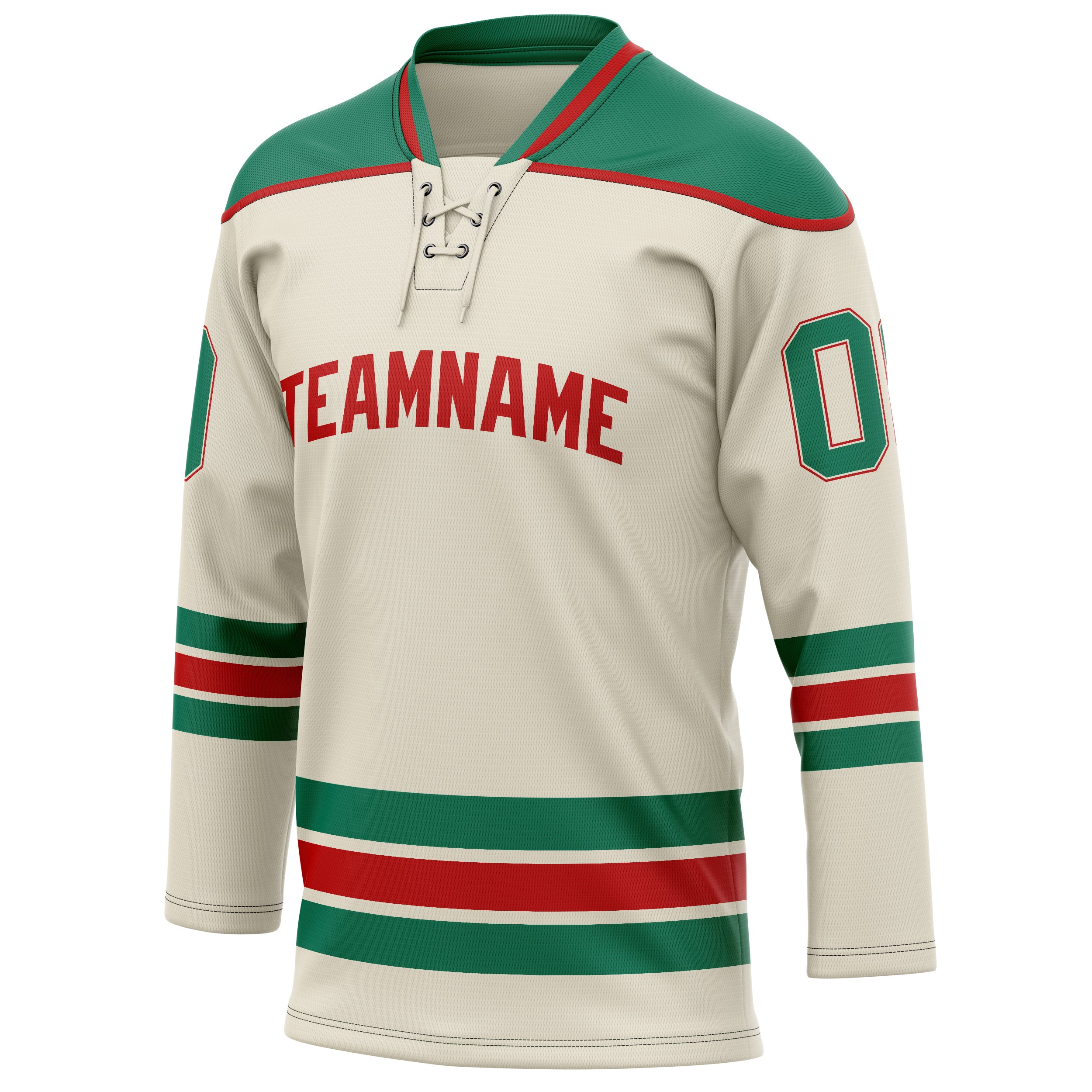 Personalized Cream & Kelly Green Solid Colour Hockey Jersey