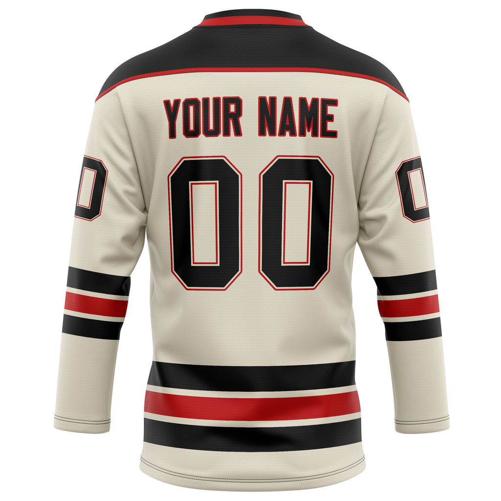 Personalized Cream & Black Solid Colour Hockey Jersey