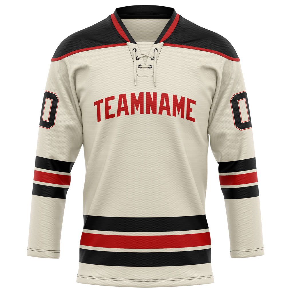 Personalized Cream & Black Solid Colour Hockey Jersey