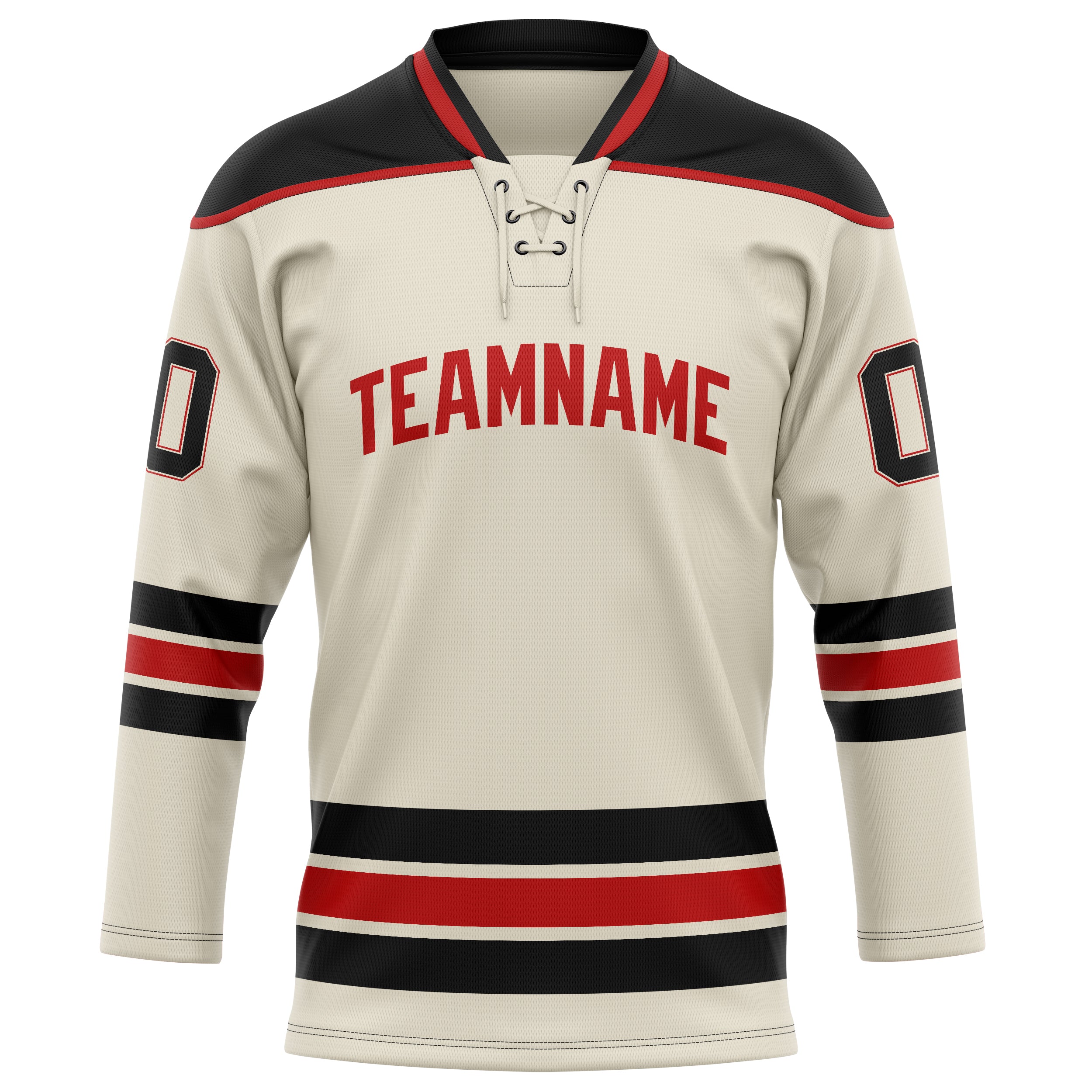 Personalized Cream & Black Solid Colour Hockey Jersey