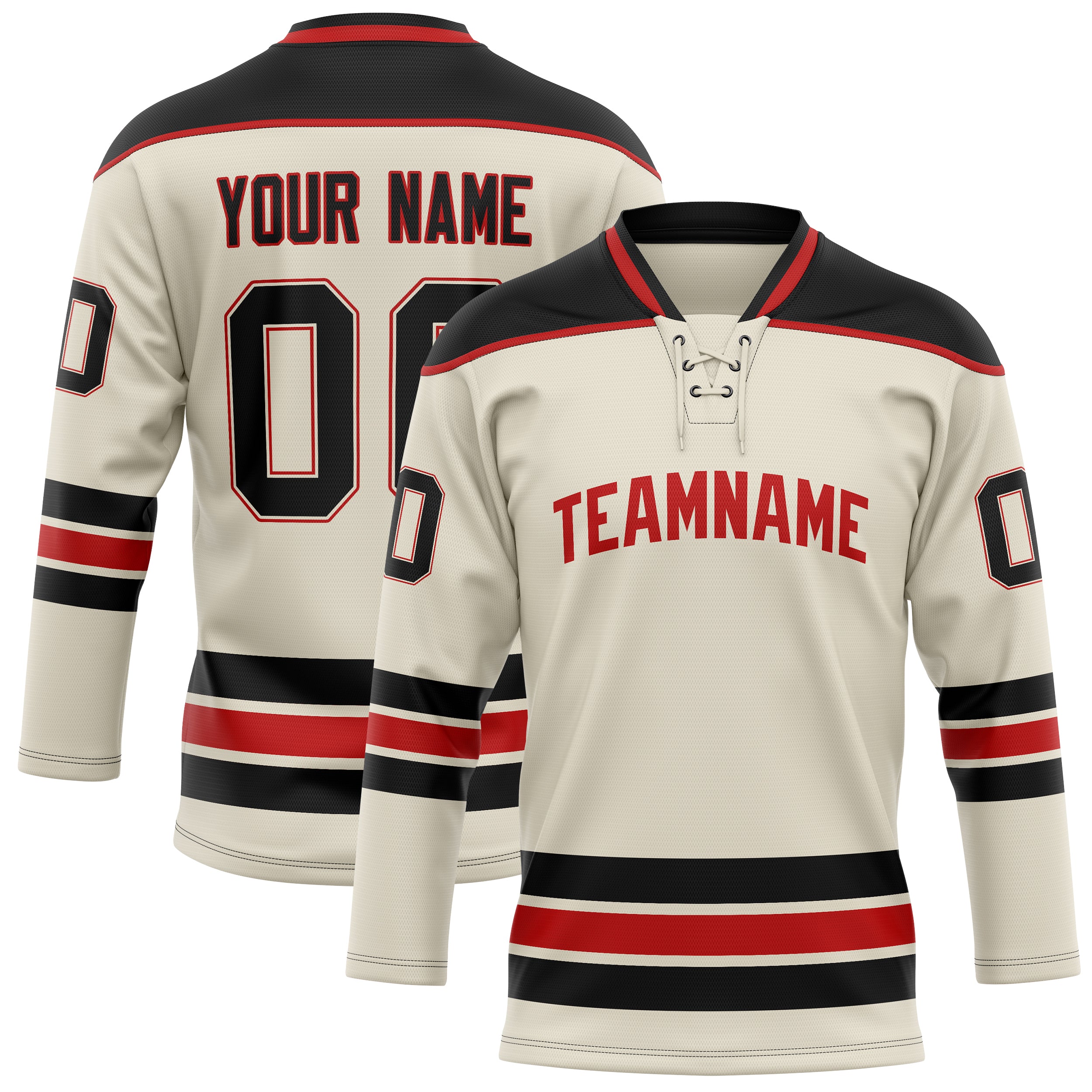 Personalized Cream & Black Solid Colour Hockey Jersey