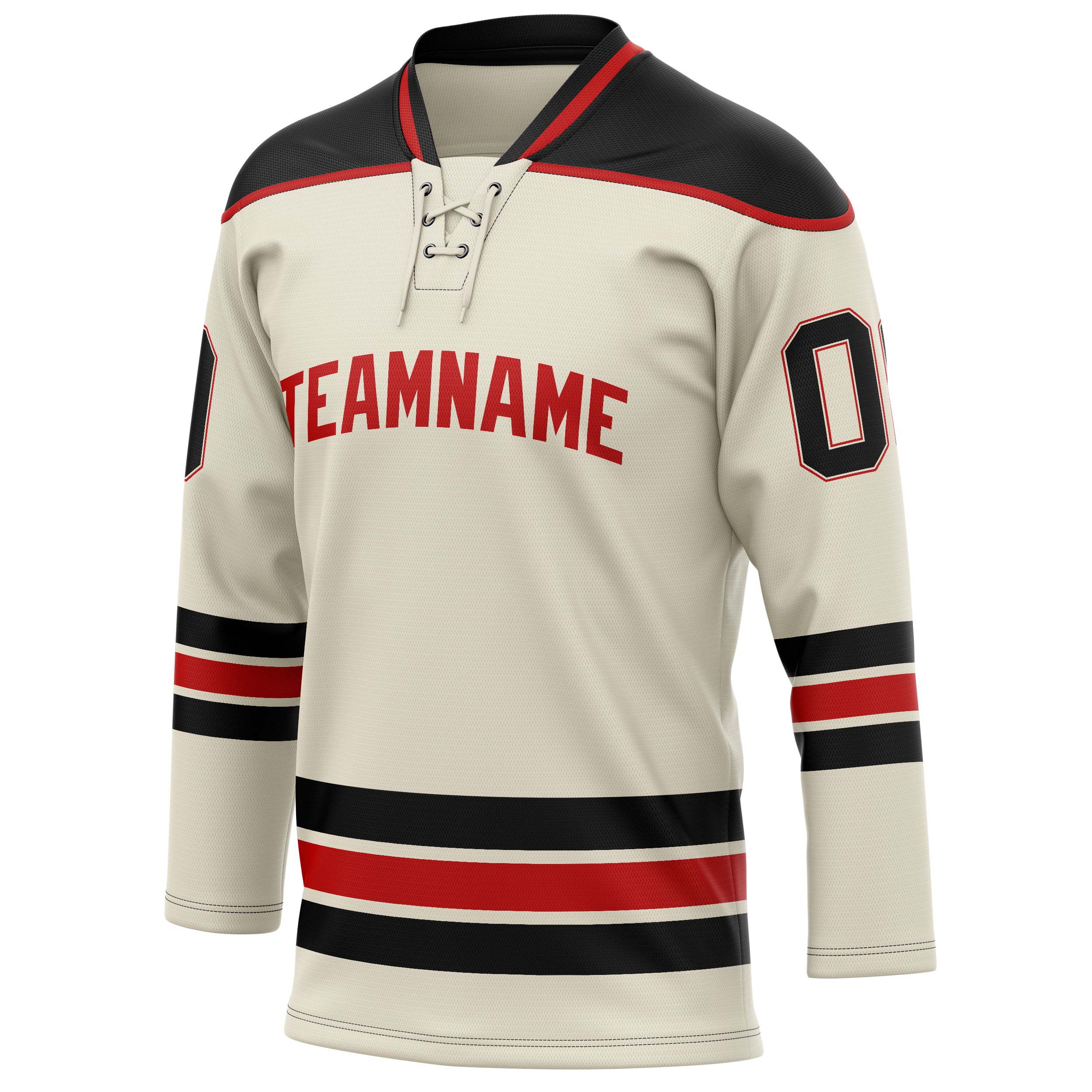 Personalized Cream & Black Solid Colour Hockey Jersey