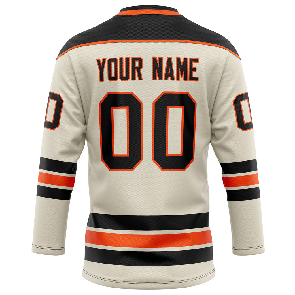 Personalized Cream & Black Solid Colour Hockey Jersey