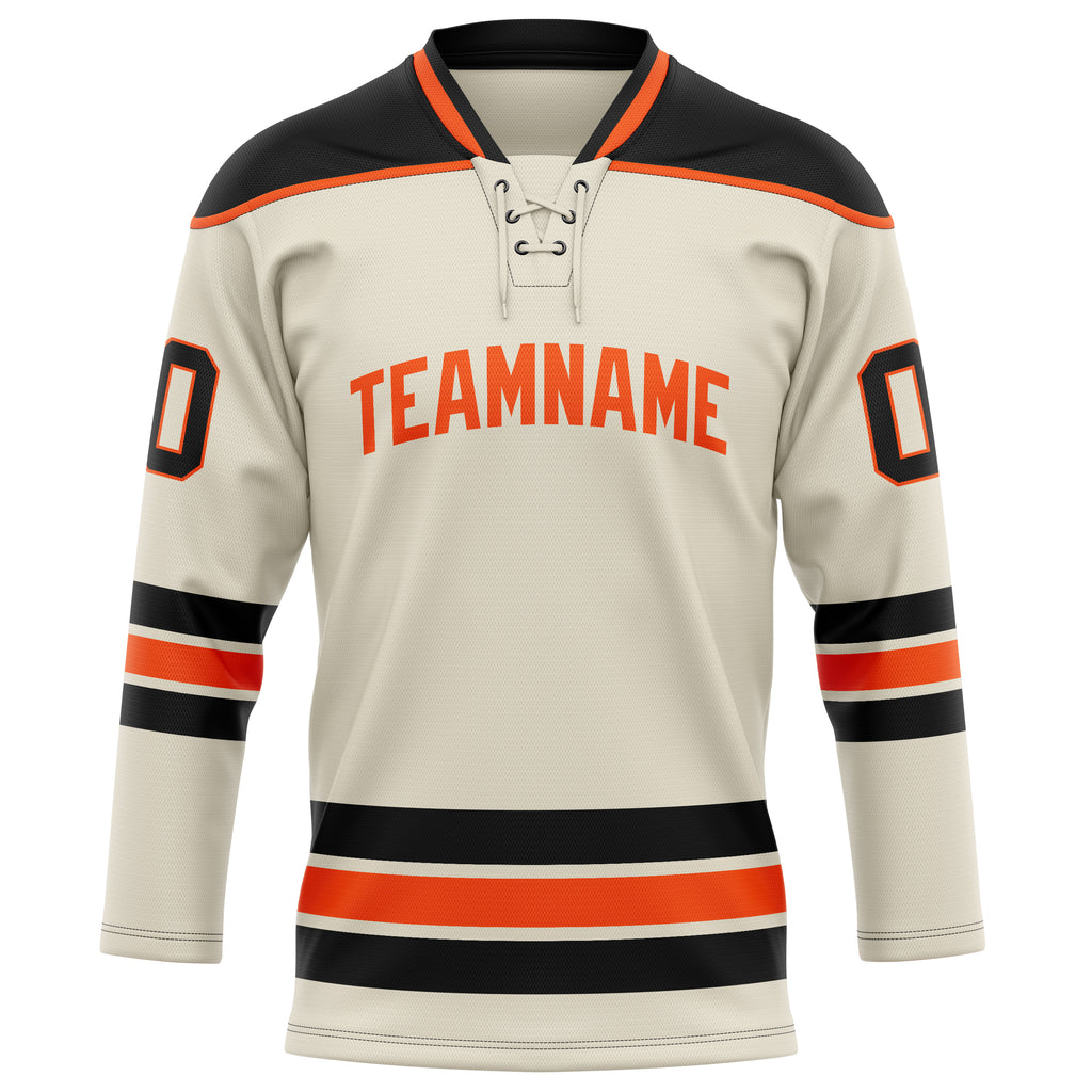 Personalized Cream & Black Solid Colour Hockey Jersey