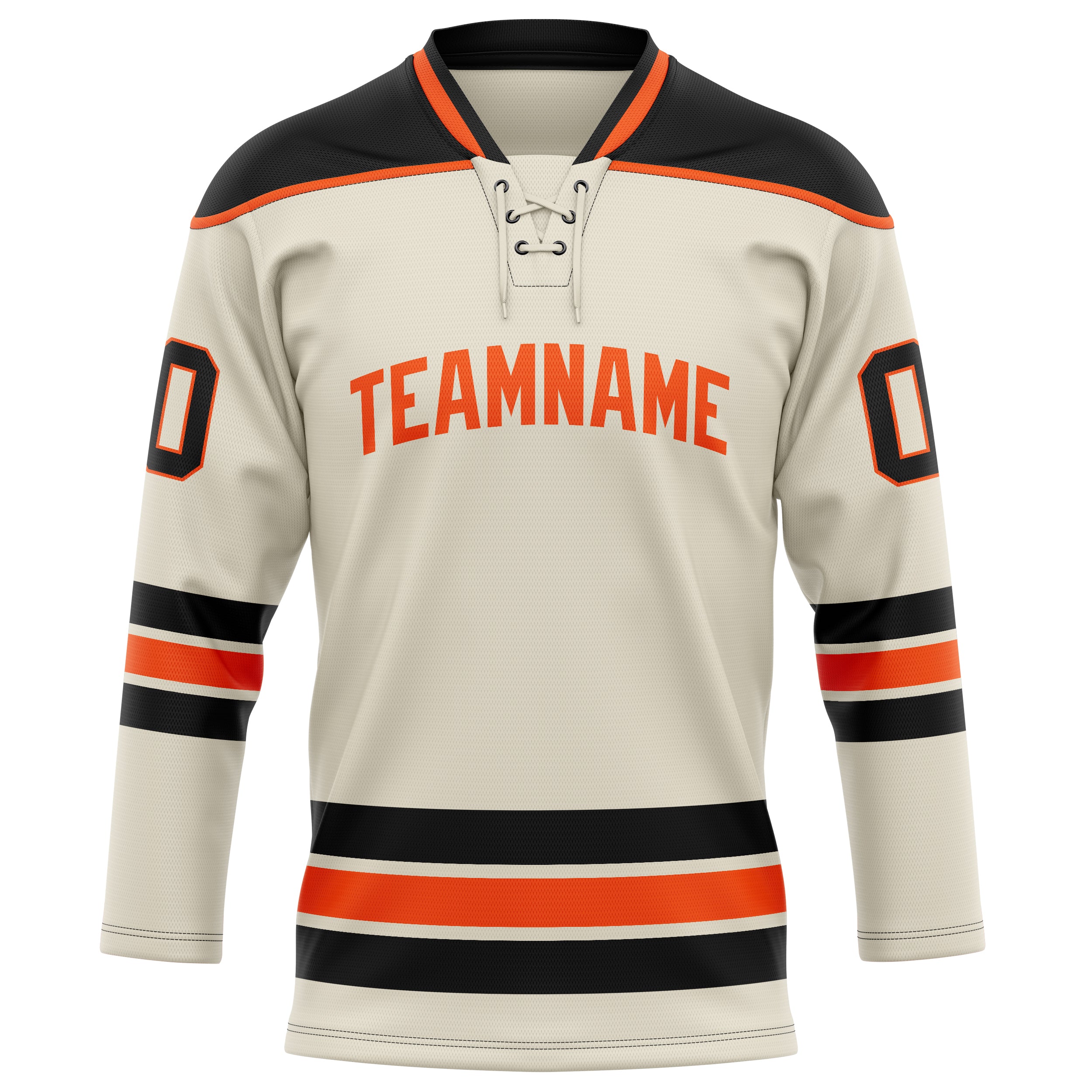 Personalized Cream & Black Solid Colour Hockey Jersey