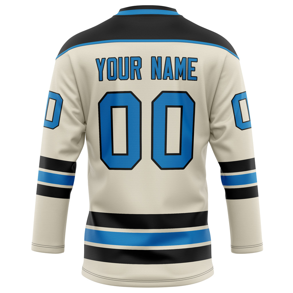 Personalized Cream & Blue Solid Colour Hockey Jersey