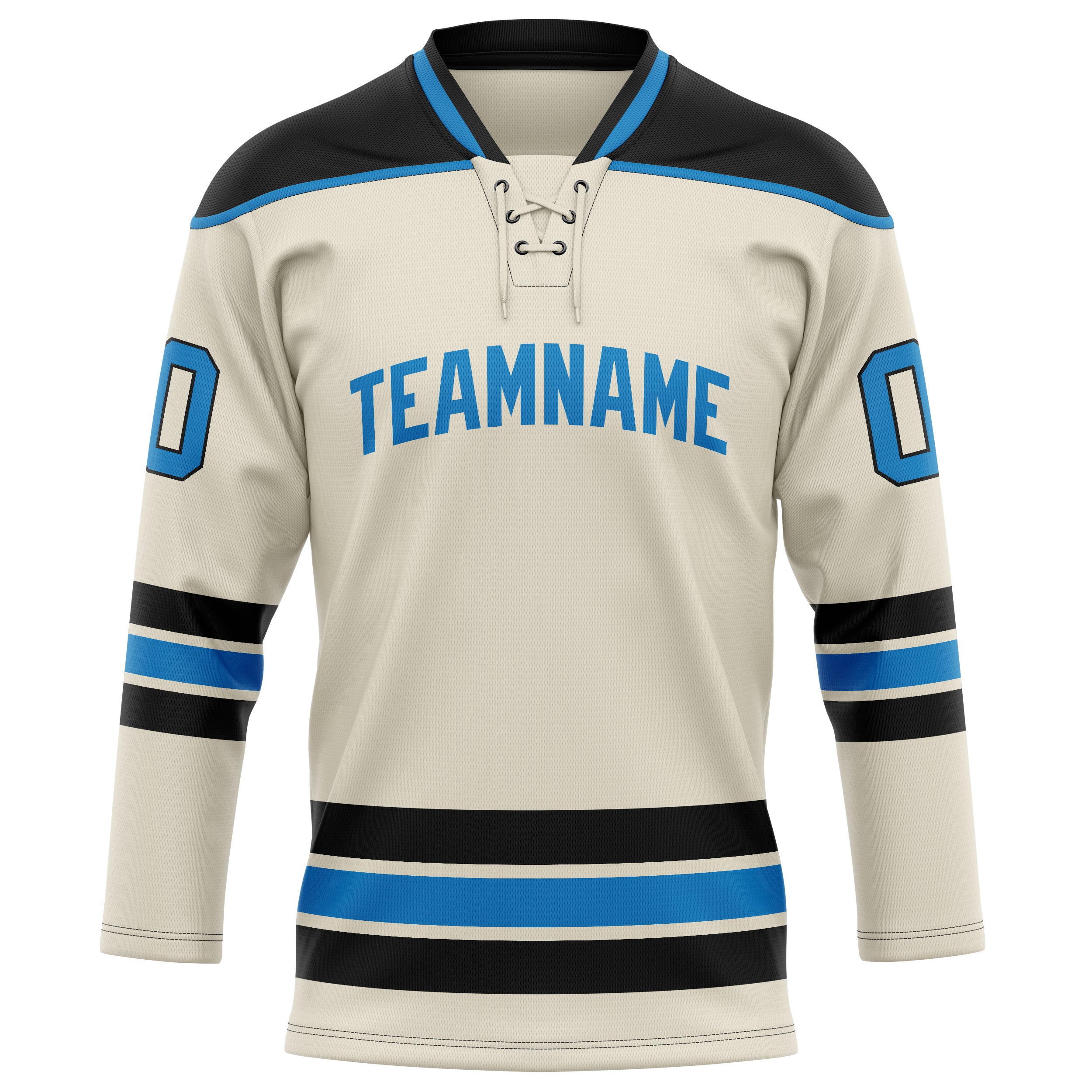 Personalized Cream & Blue Solid Colour Hockey Jersey