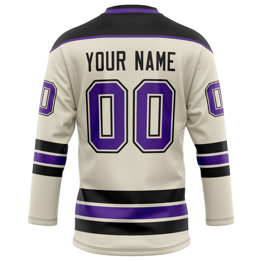 Personalized Cream & Purple Solid Colour Hockey Jersey