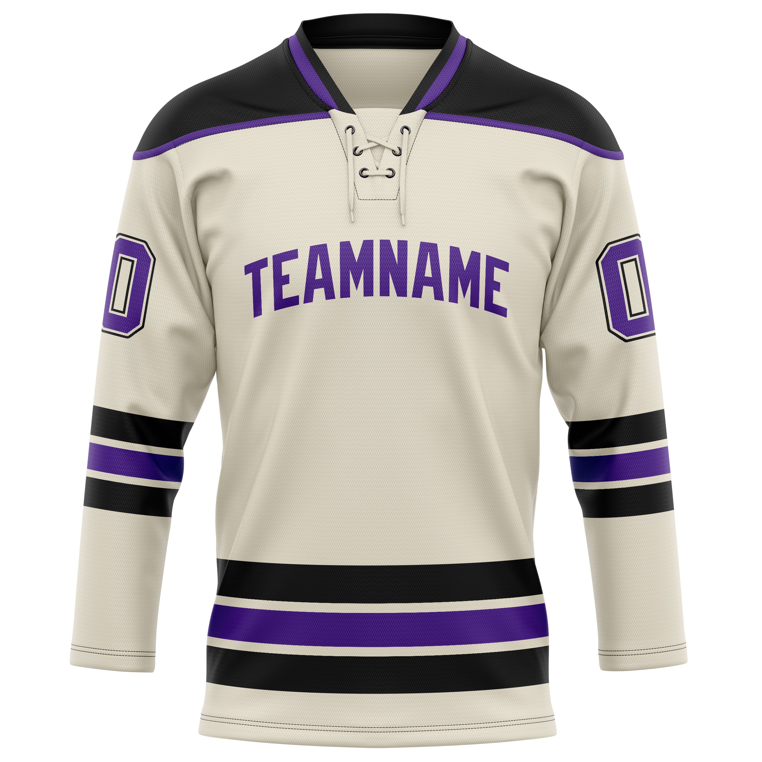 Personalized Cream & Purple Solid Colour Hockey Jersey