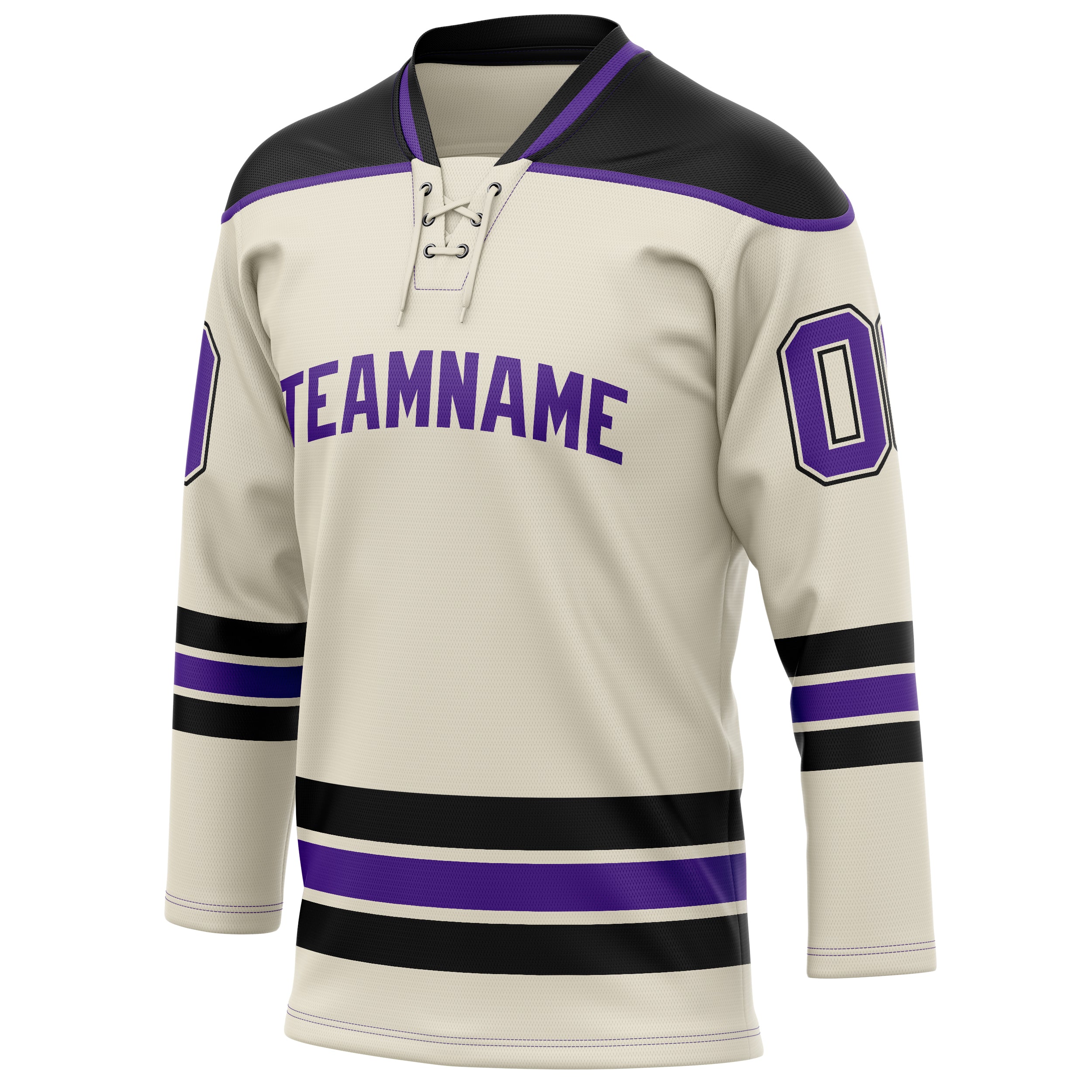 Personalized Cream & Purple Solid Colour Hockey Jersey