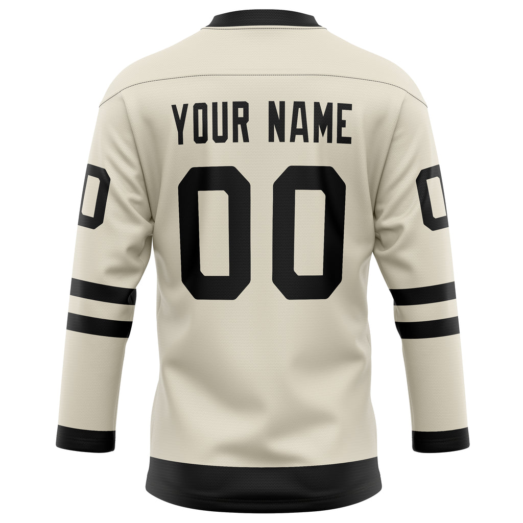 Personalized Cream & Black Solid Colour Hockey Jersey