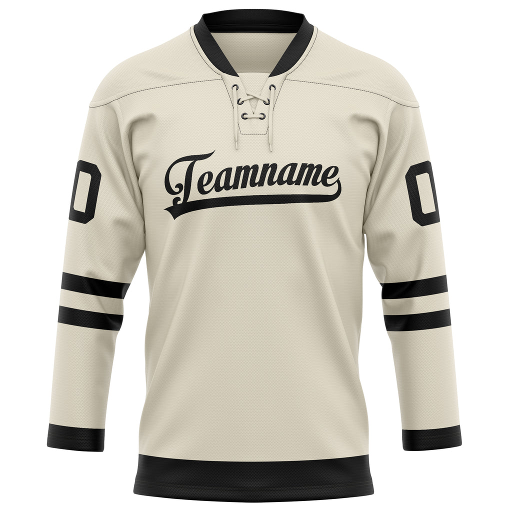 Personalized Cream & Black Solid Colour Hockey Jersey