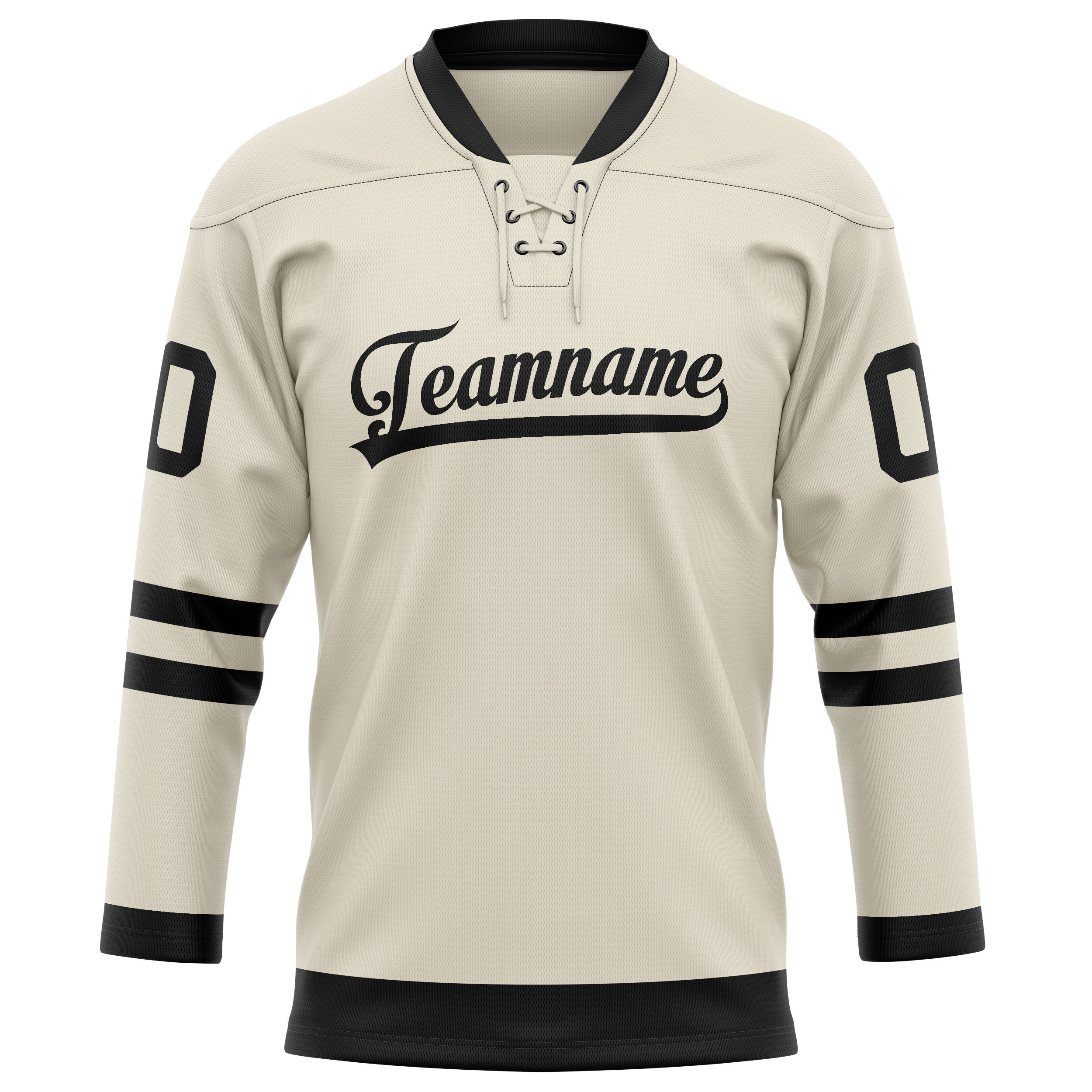 Personalized Cream & Black Solid Colour Hockey Jersey