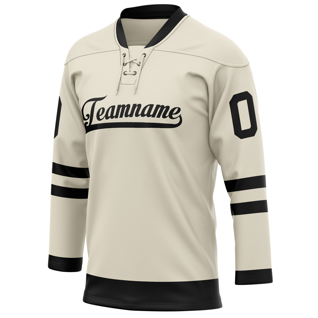 Personalized Cream & Black Solid Colour Hockey Jersey