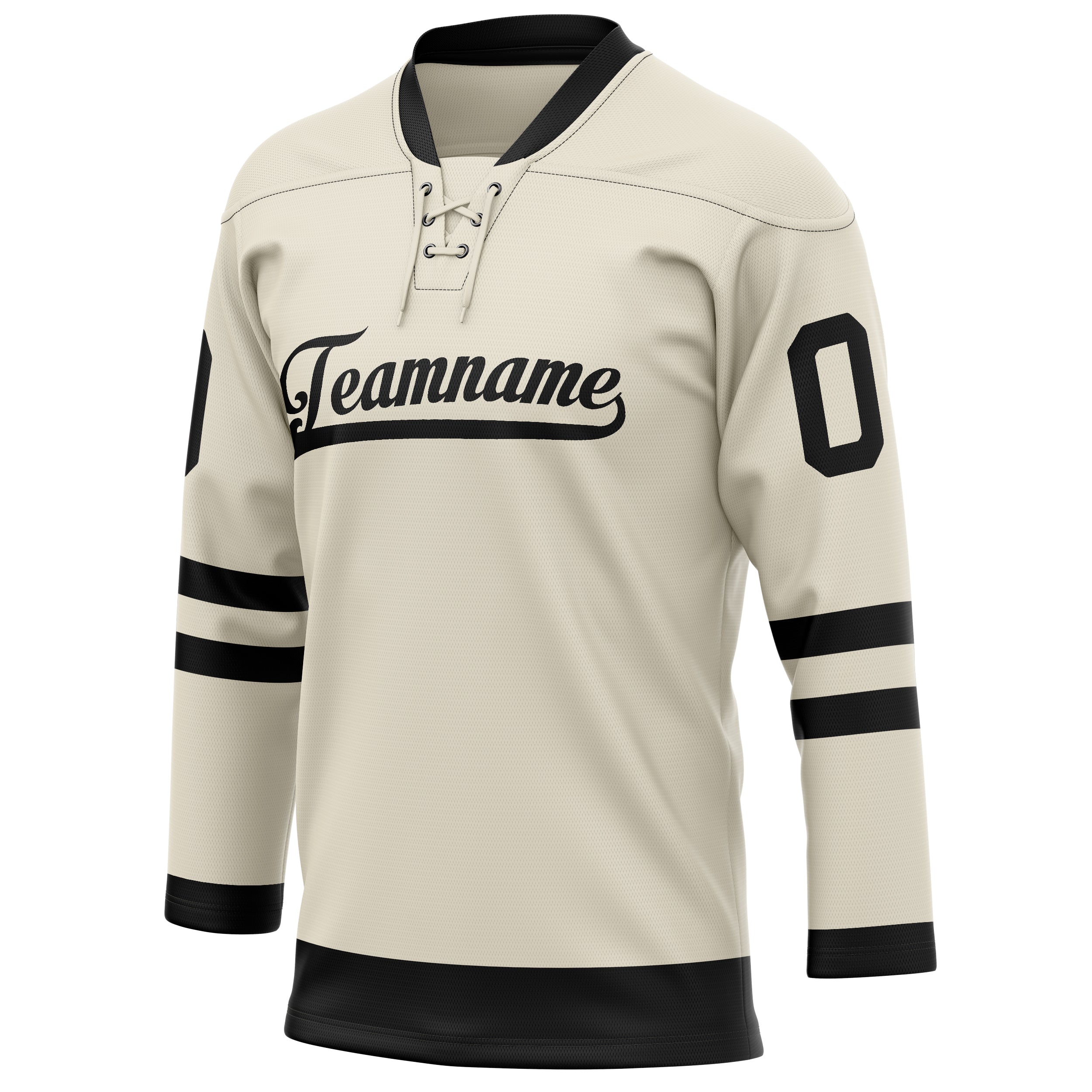 Personalized Cream & Black Solid Colour Hockey Jersey