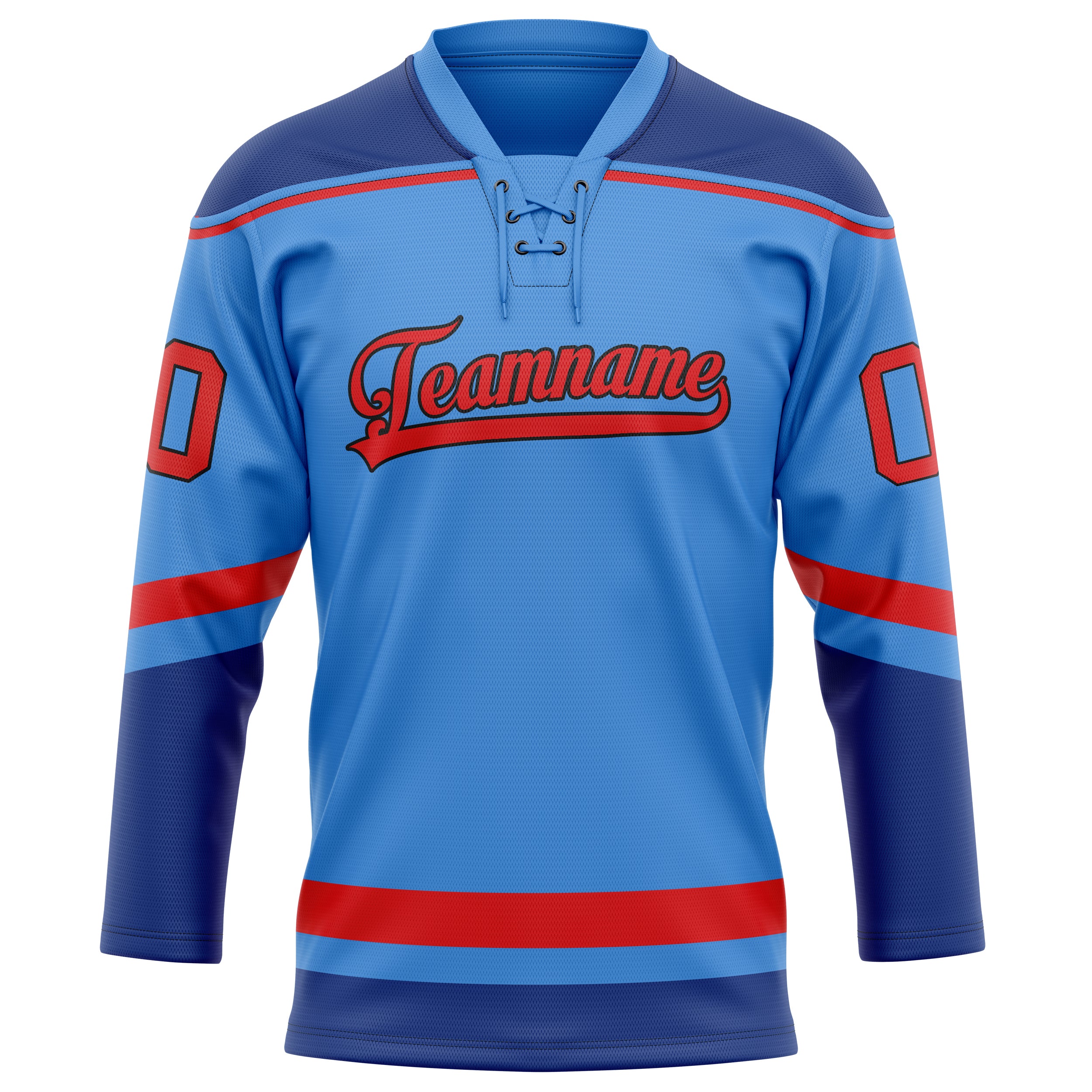 Personalized Electric & Blue Red Solid Colour Hockey Jersey