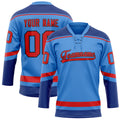 Personalized Electric & Blue Red Solid Colour Hockey Jersey