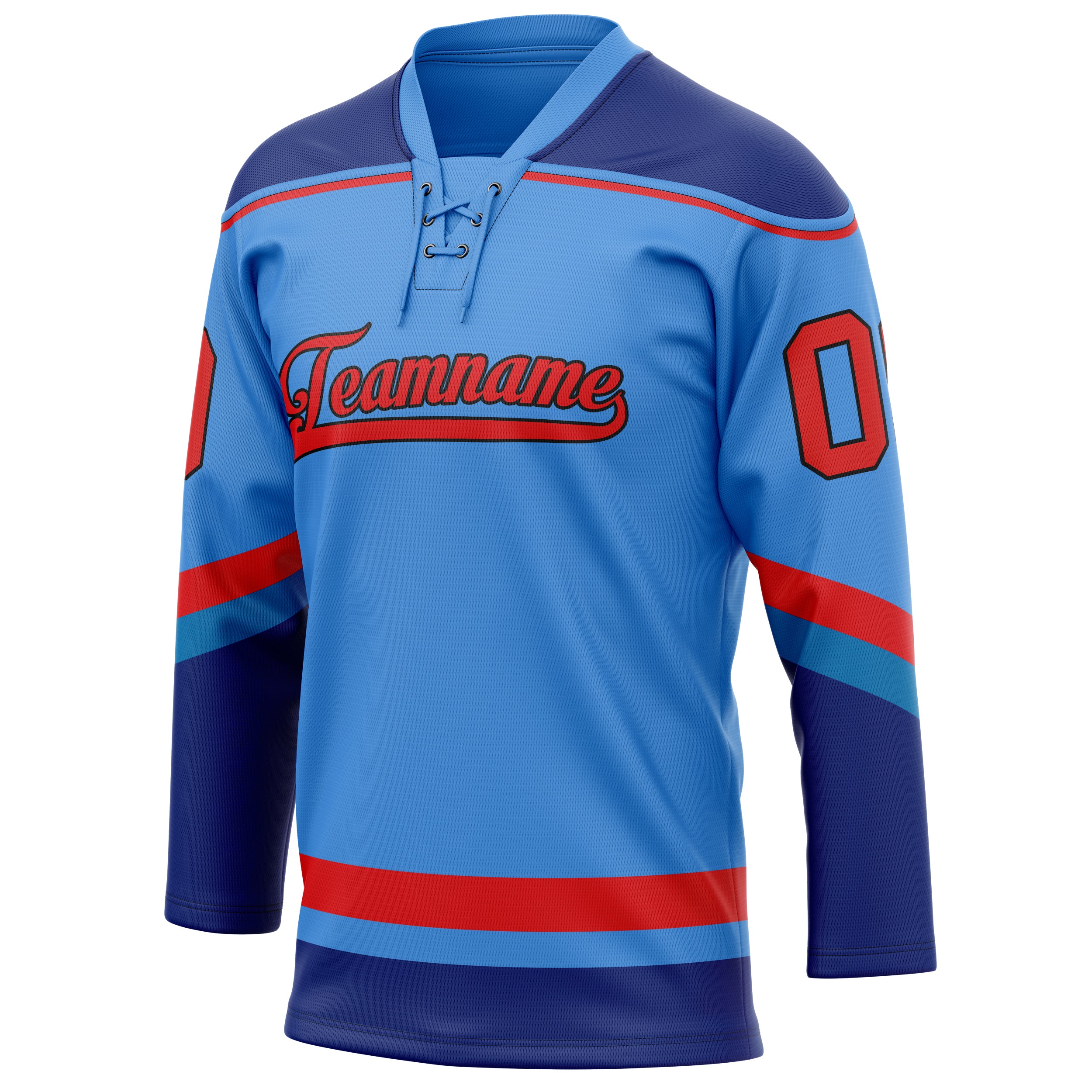 Personalized Electric & Blue Red Solid Colour Hockey Jersey