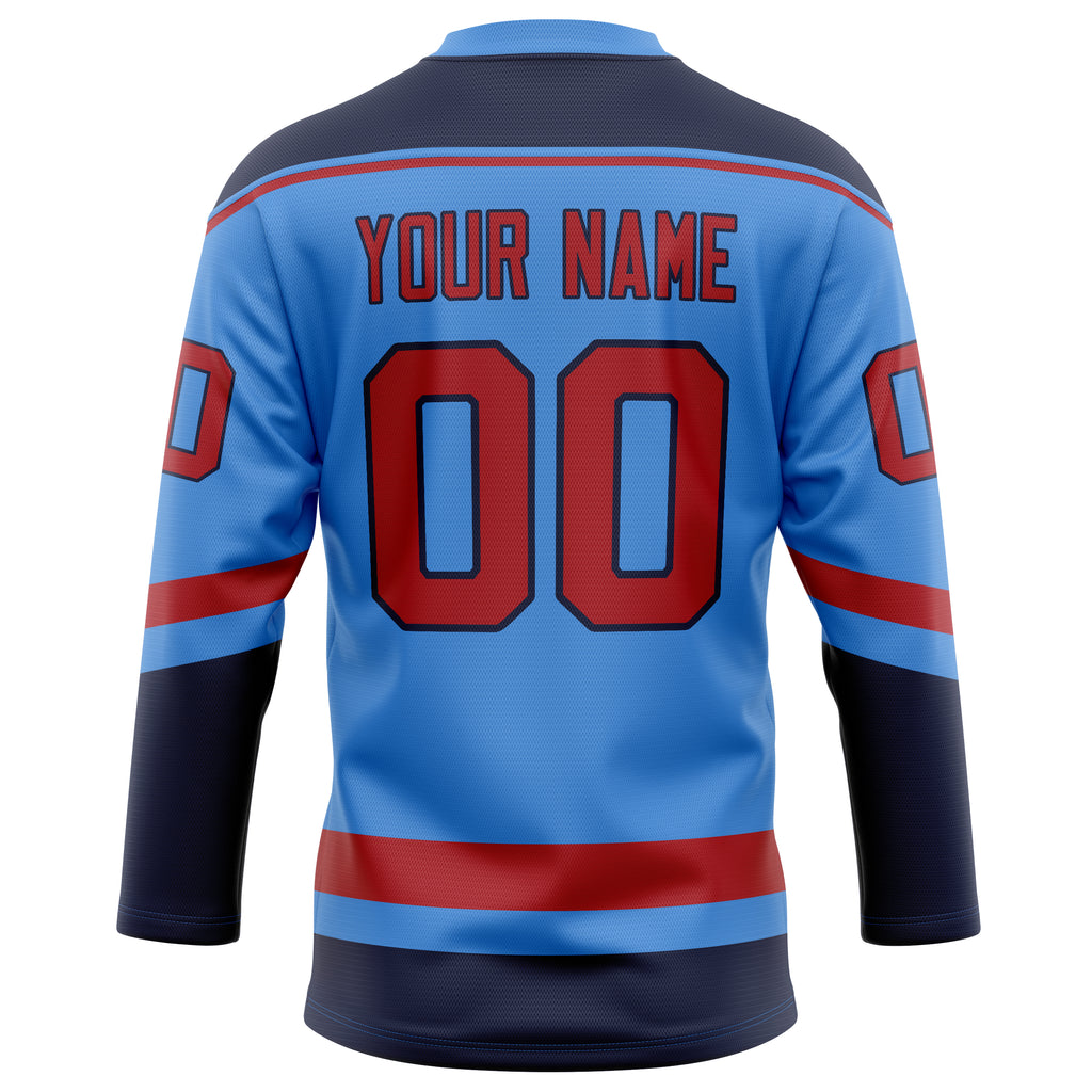 Personalized Electric & Blue Red Solid Colour Hockey Jersey
