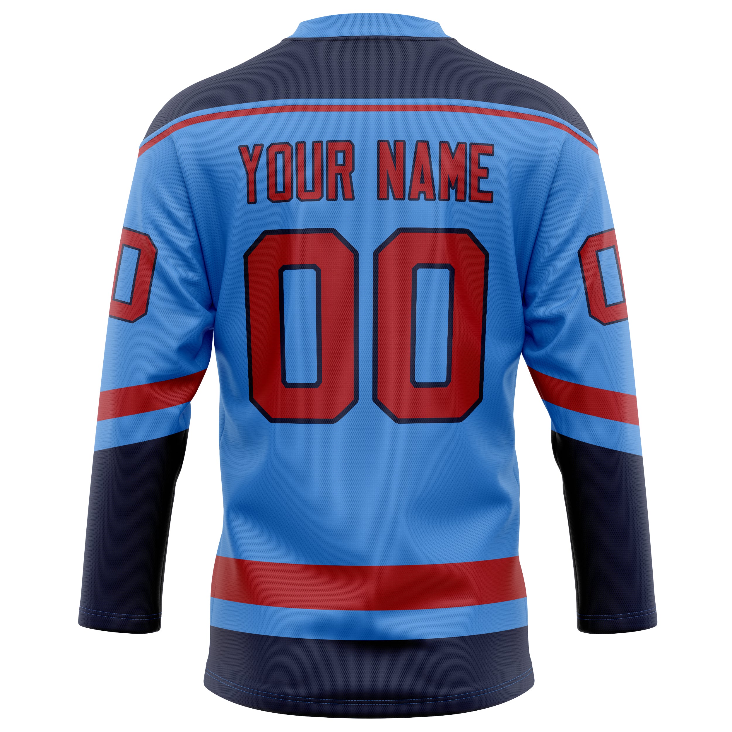 Personalized Electric & Blue Red Solid Colour Hockey Jersey