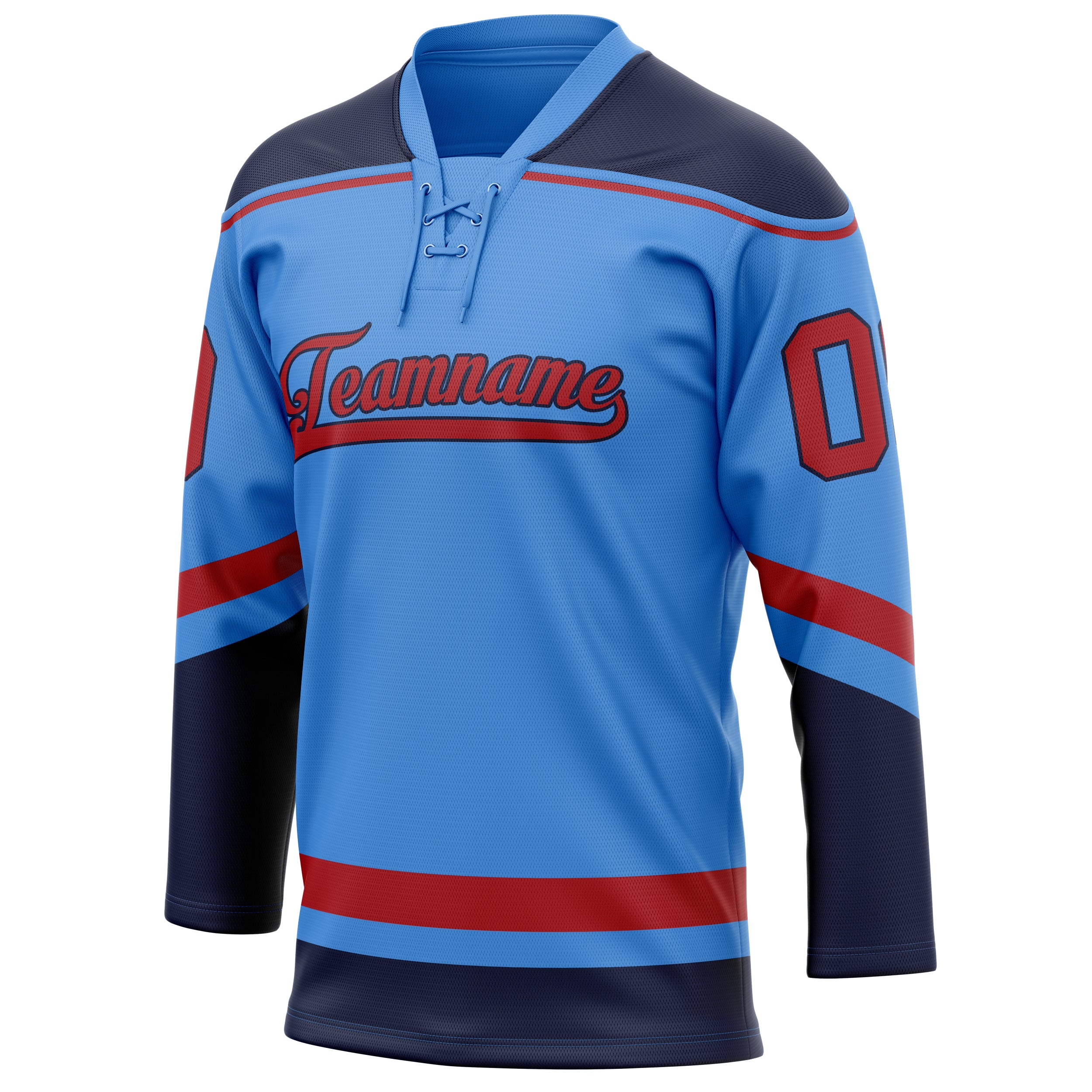 Personalized Electric & Blue Red Solid Colour Hockey Jersey