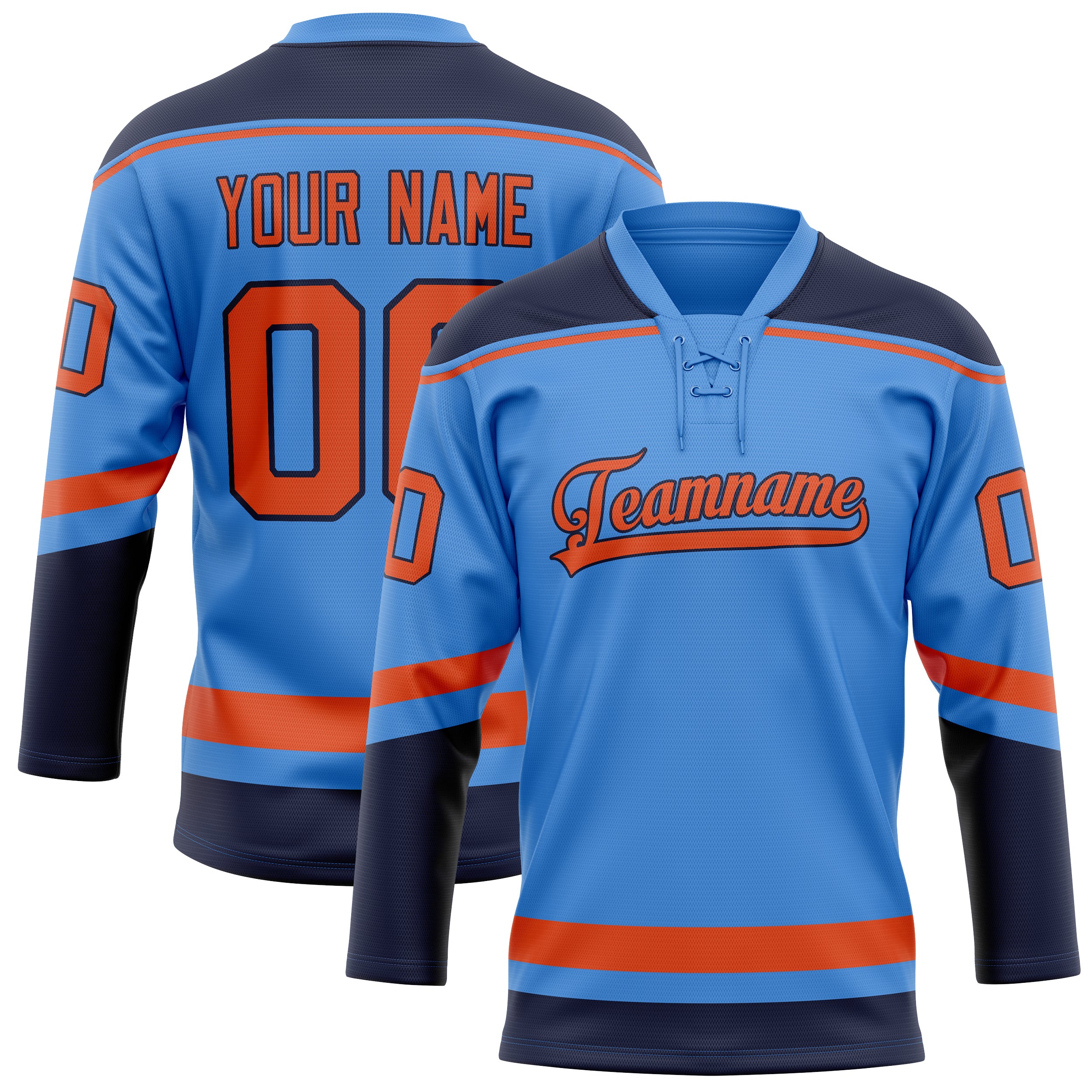 Personalized Electric & Blue Red Solid Colour Hockey Jersey