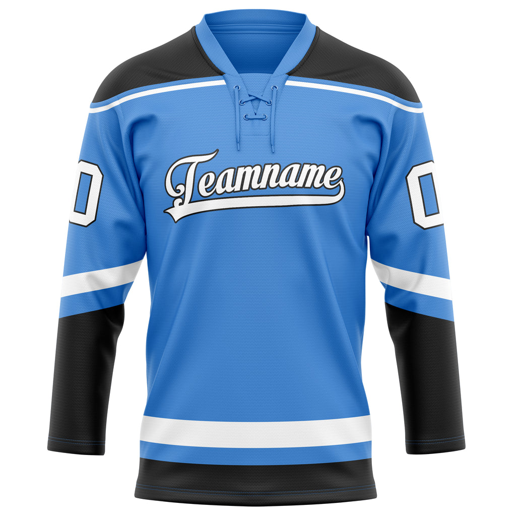 Personalized Electric & Blue White Solid Colour Hockey Jersey