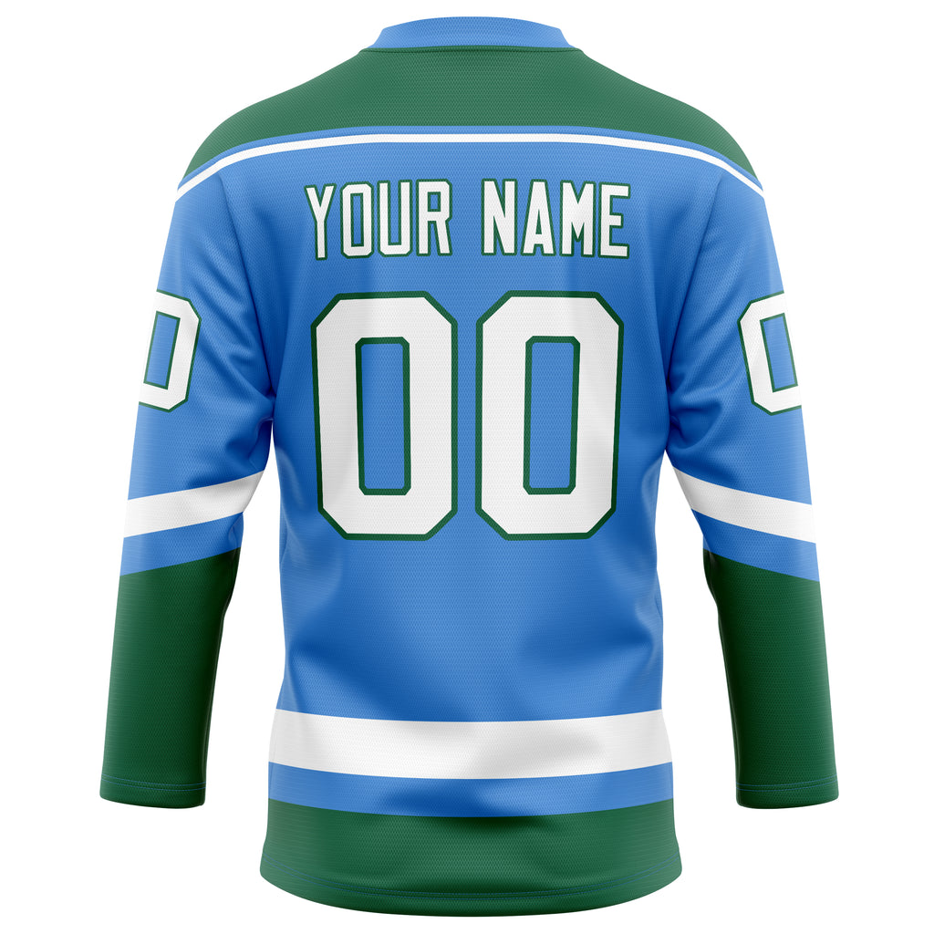 Personalized Electric & Blue Kelly Green Solid Colour Hockey Jersey
