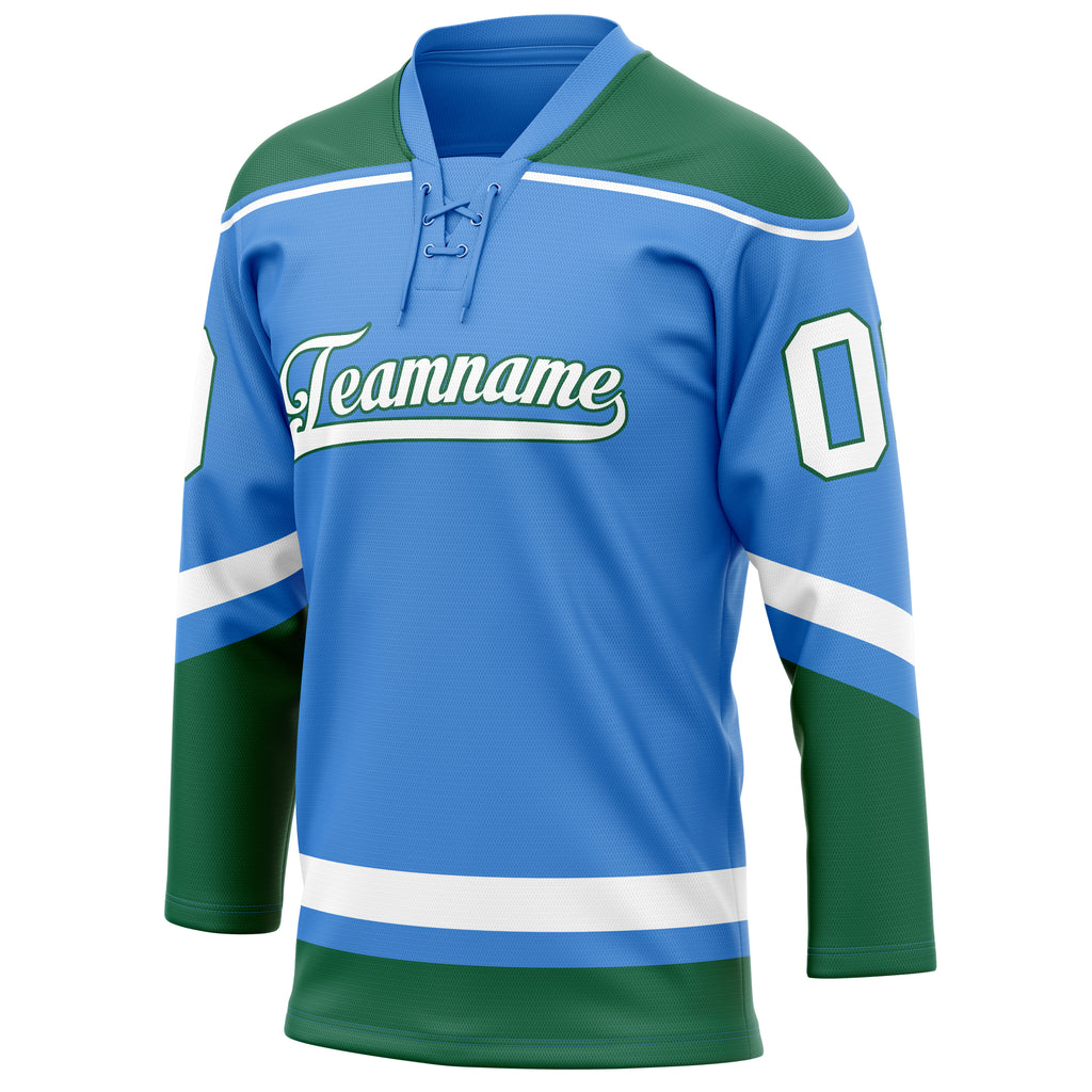 Personalized Electric & Blue Kelly Green Solid Colour Hockey Jersey