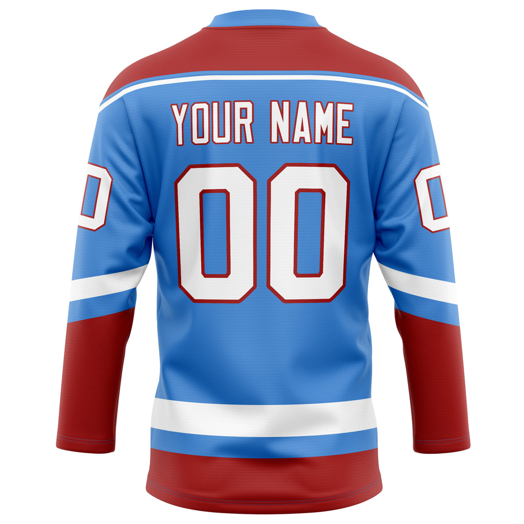 Personalized Electric & Blue Red Solid Colour Hockey Jersey