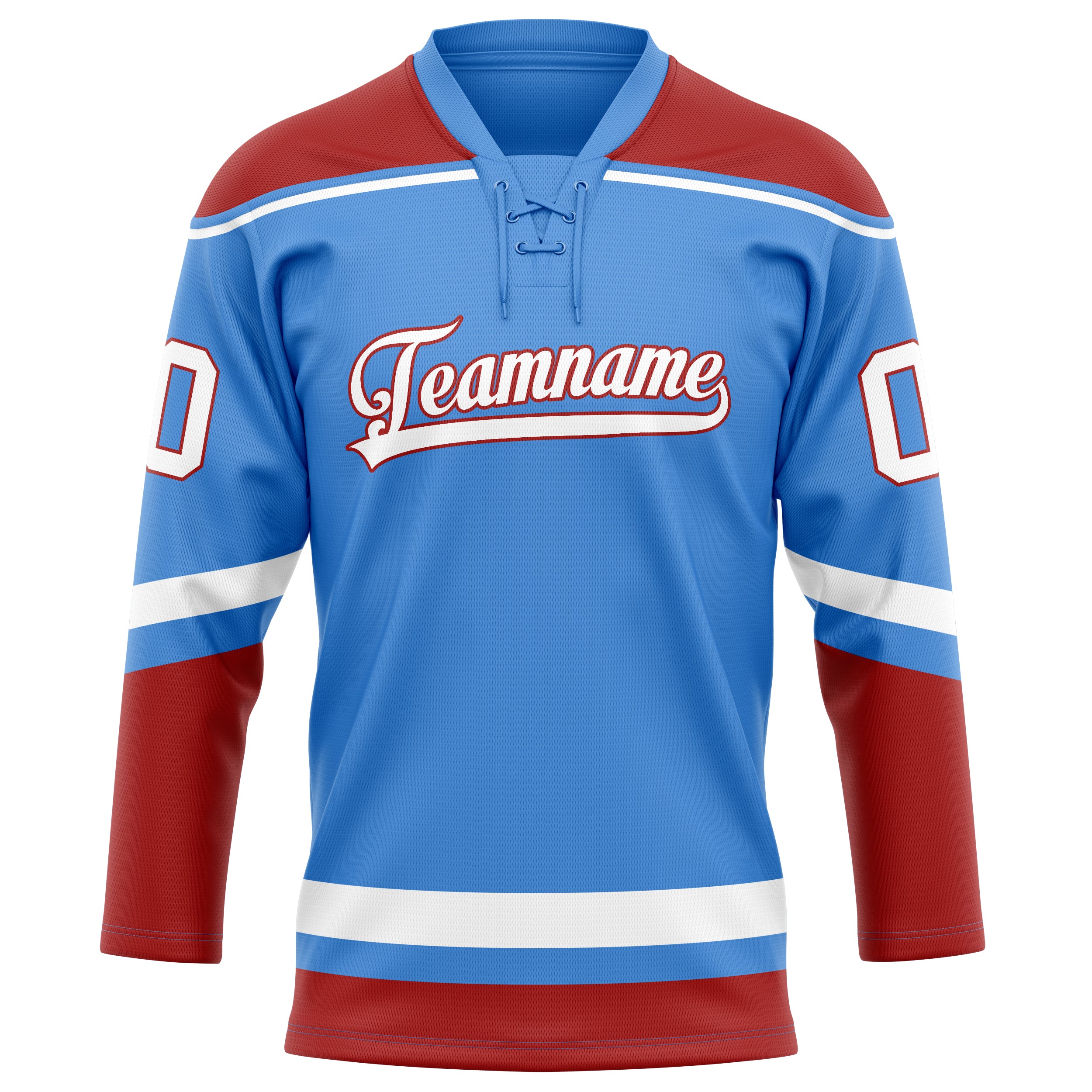 Personalized Electric & Blue Red Solid Colour Hockey Jersey