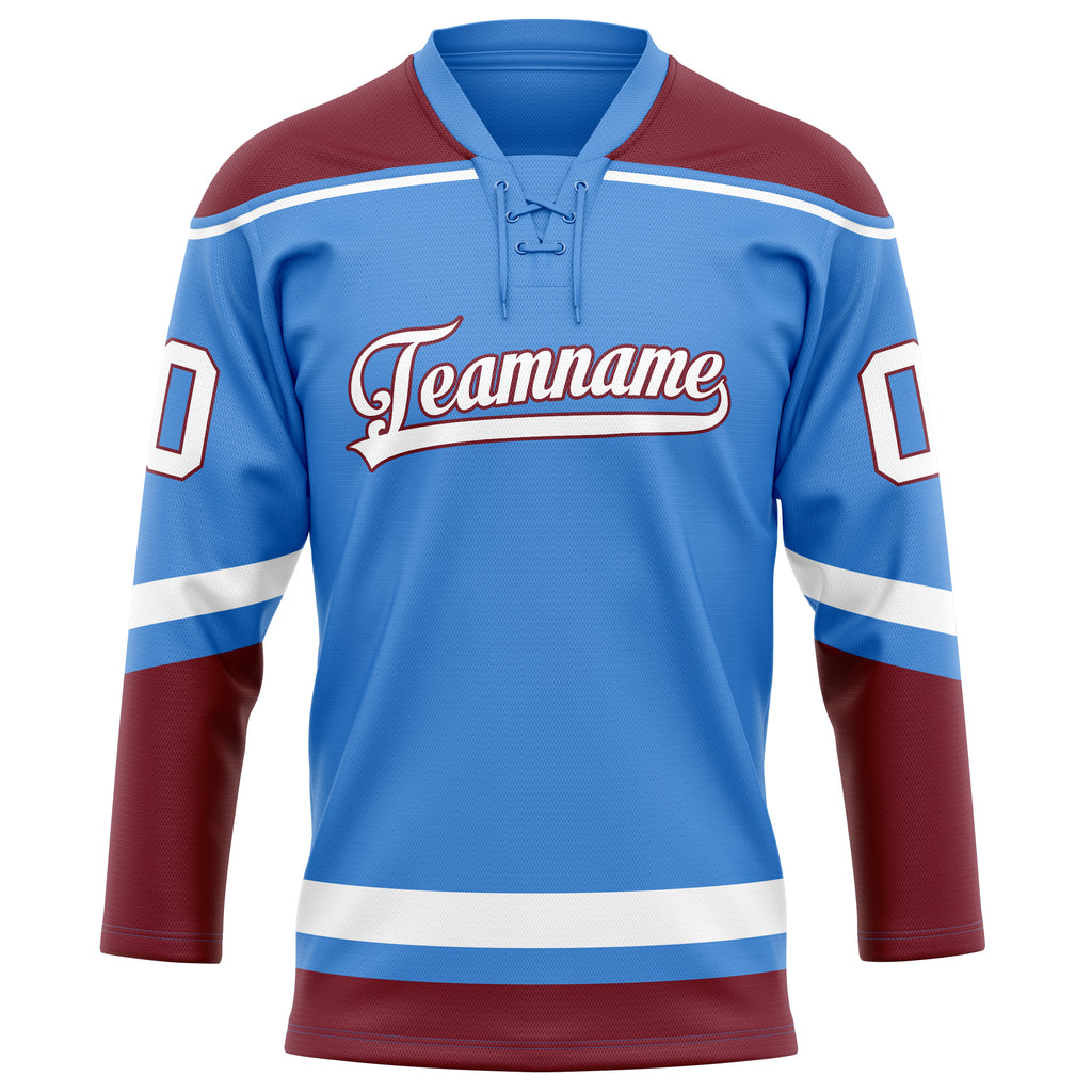 Personalized Electric & Blue Crimson Solid Colour Hockey Jersey