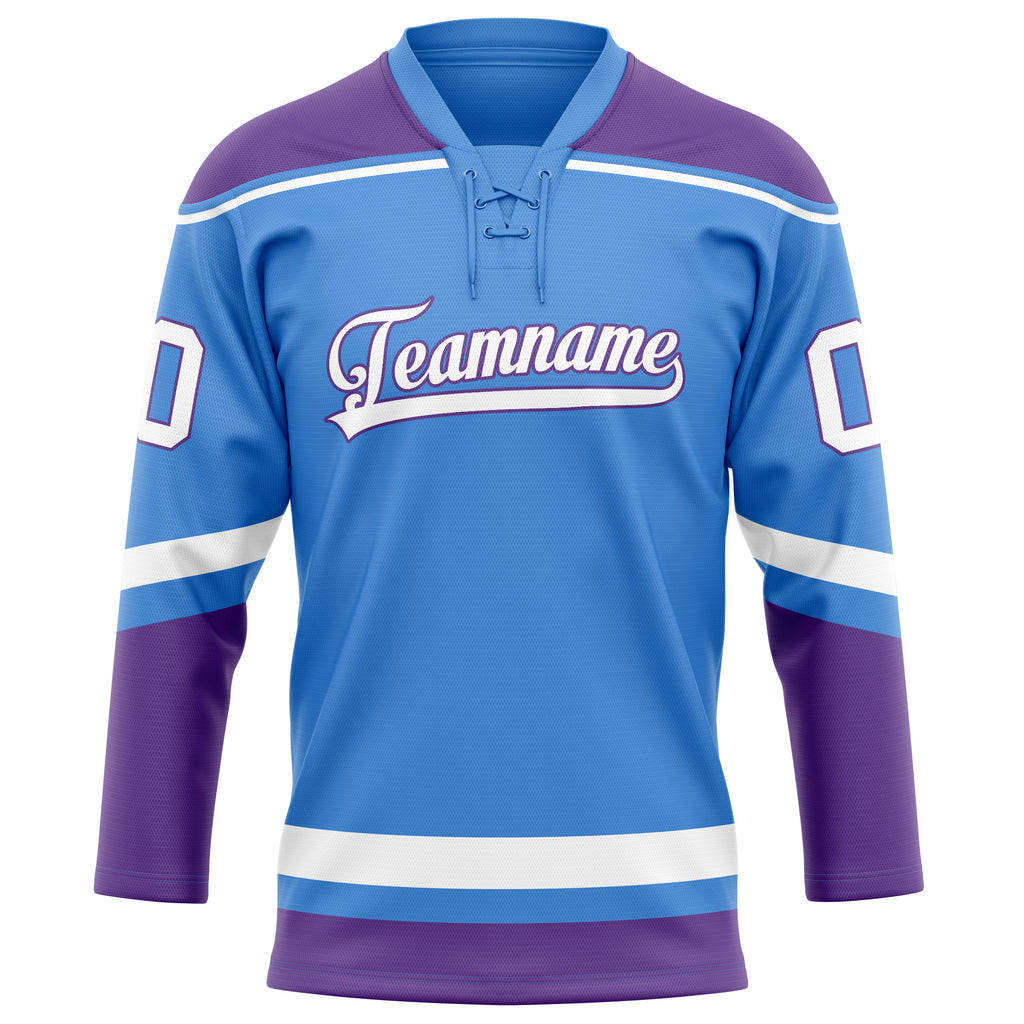 Personalized Electric & Blue Purple Solid Colour Hockey Jersey