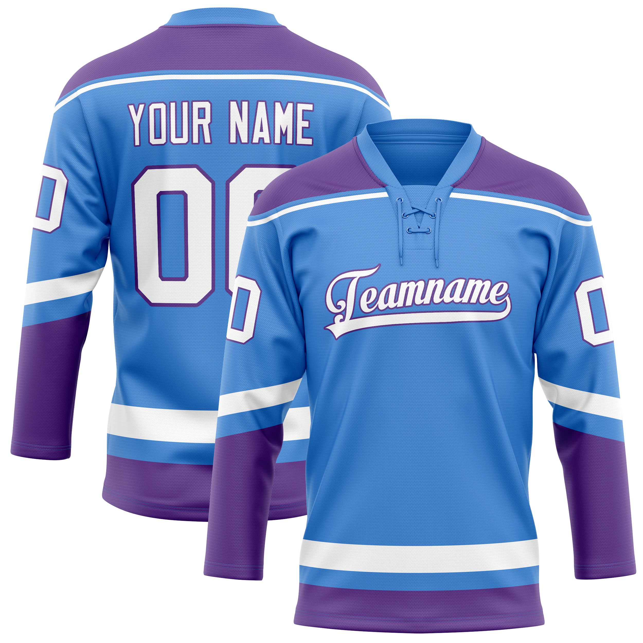 Personalized Electric & Blue Purple Solid Colour Hockey Jersey