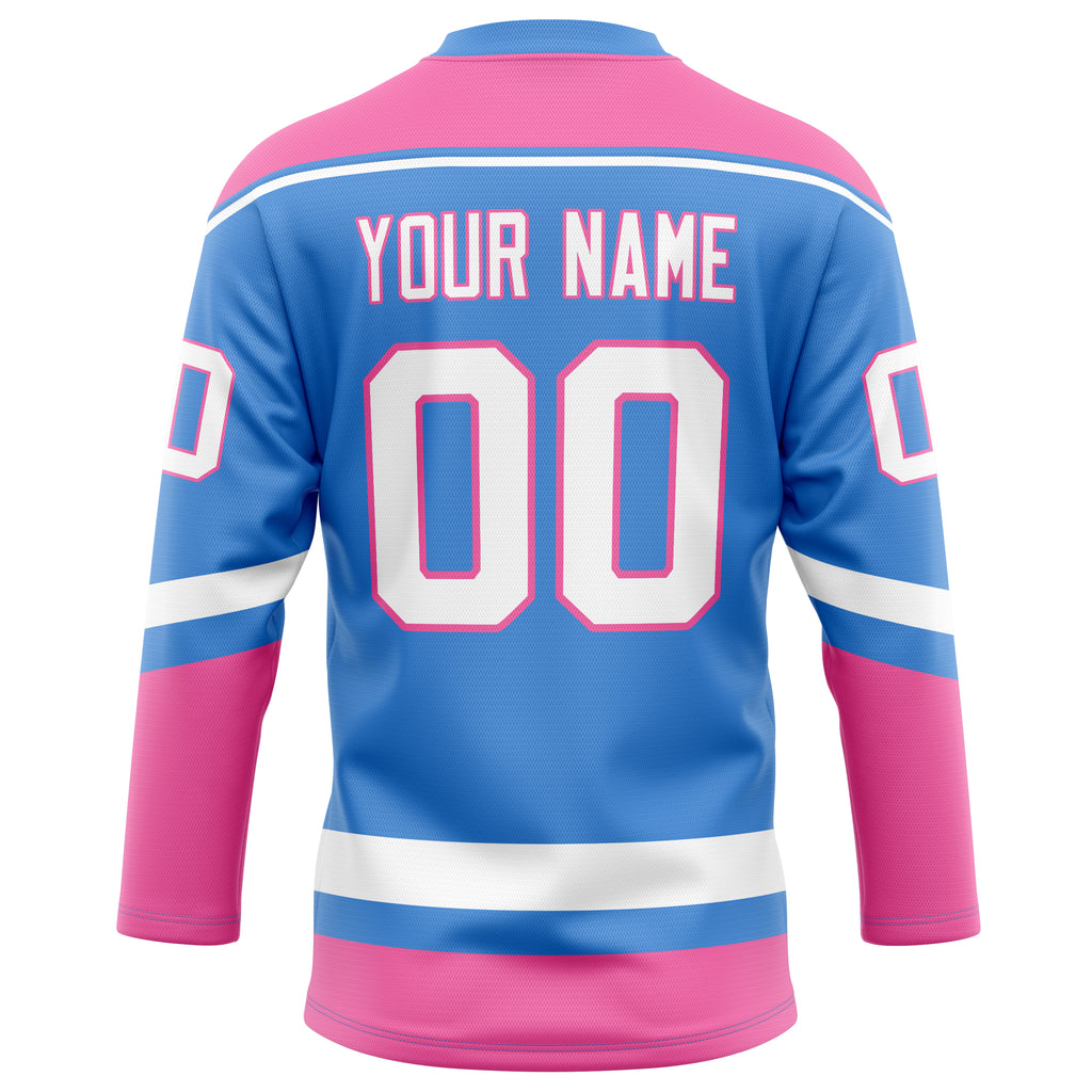 Personalized Electric & Blue Pink Solid Colour Hockey Jersey
