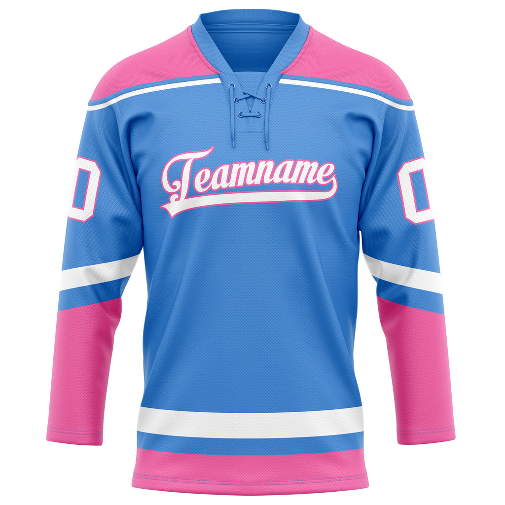 Personalized Electric & Blue Pink Solid Colour Hockey Jersey