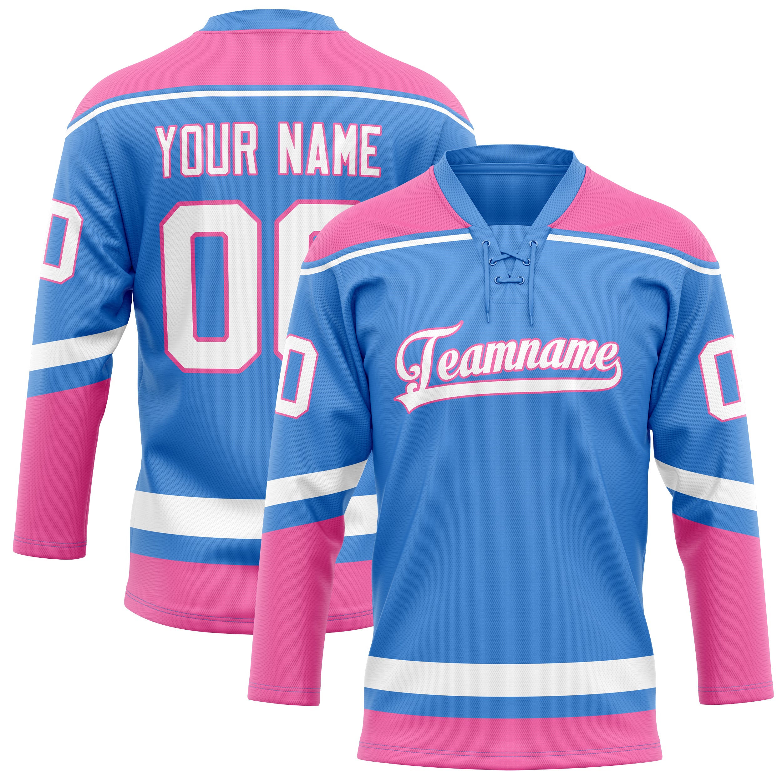 Personalized Electric & Blue Pink Solid Colour Hockey Jersey