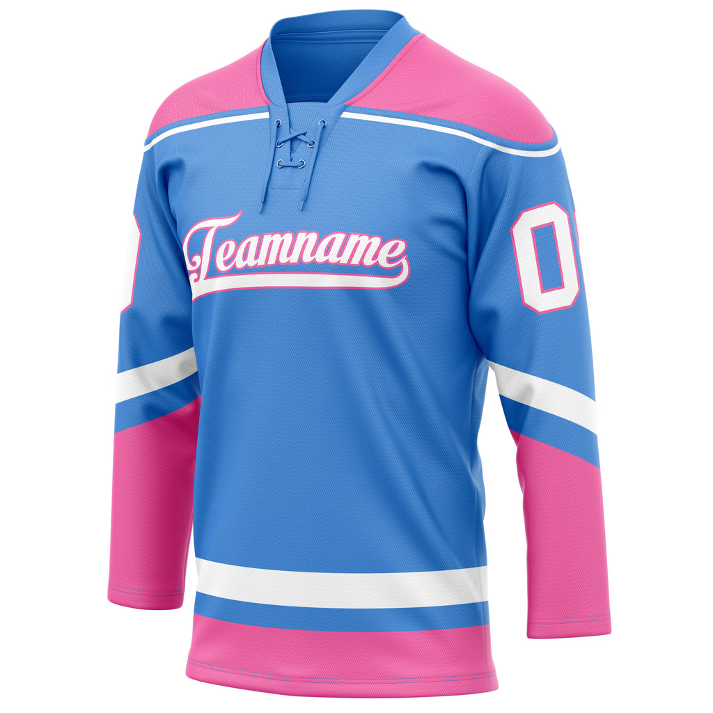 Personalized Electric & Blue Pink Solid Colour Hockey Jersey