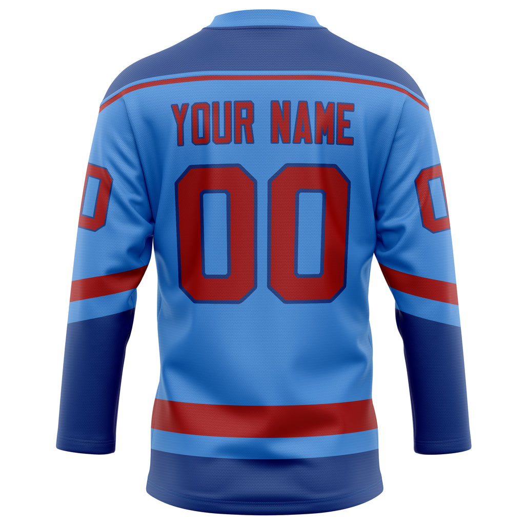 Personalized Electric & Blue Red Solid Colour Hockey Jersey