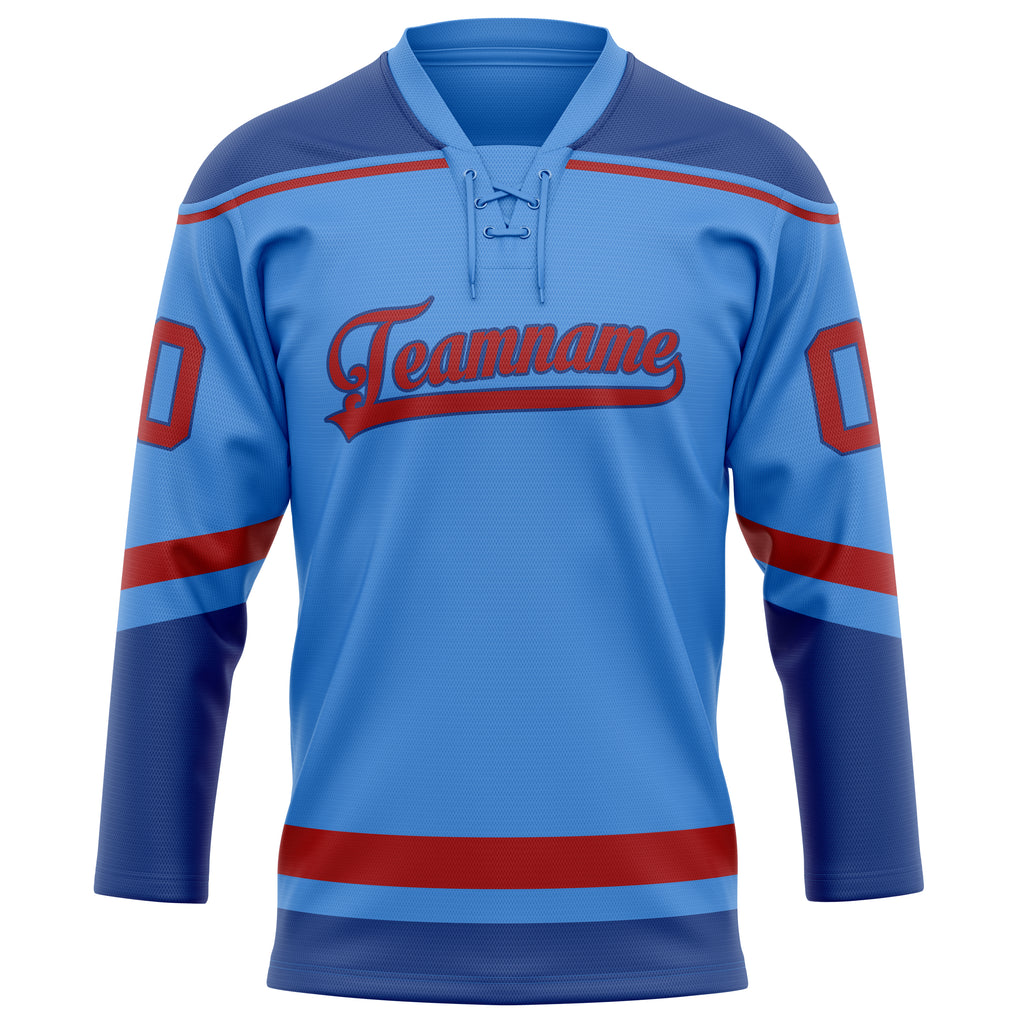 Personalized Electric & Blue Red Solid Colour Hockey Jersey
